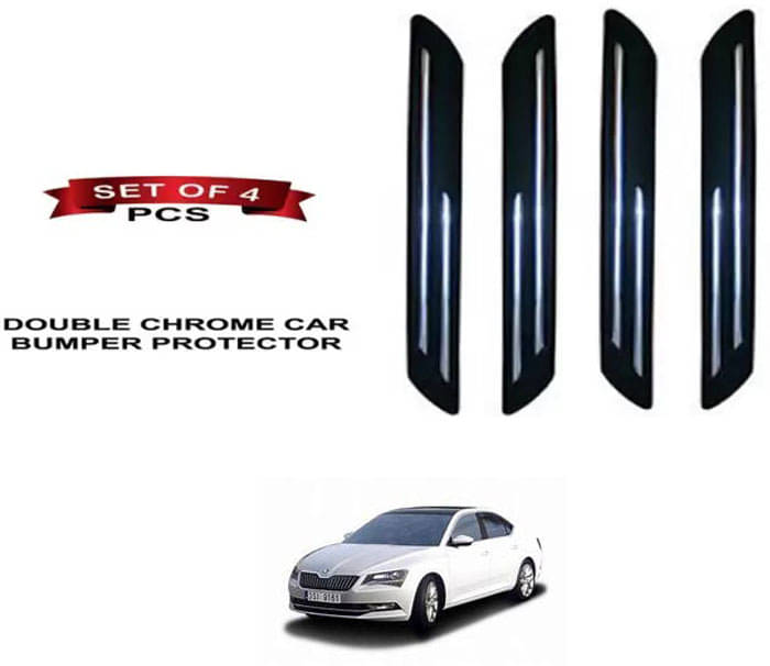 RONISH Rubber Car Bumper Protector Guard (Double Chrome) For Skoda Superb RONISH Rubber Car Bumper Protector Guard (Double Chrome) For Skoda Superb