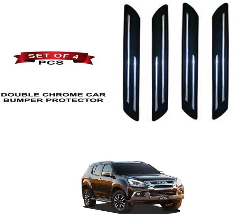 RONISH Rubber Car Bumper Protector Guard (Double Chrome) For Isuzu MU-X RONISH Rubber Car Bumper Protector Guard (Double Chrome) For Isuzu MU-X