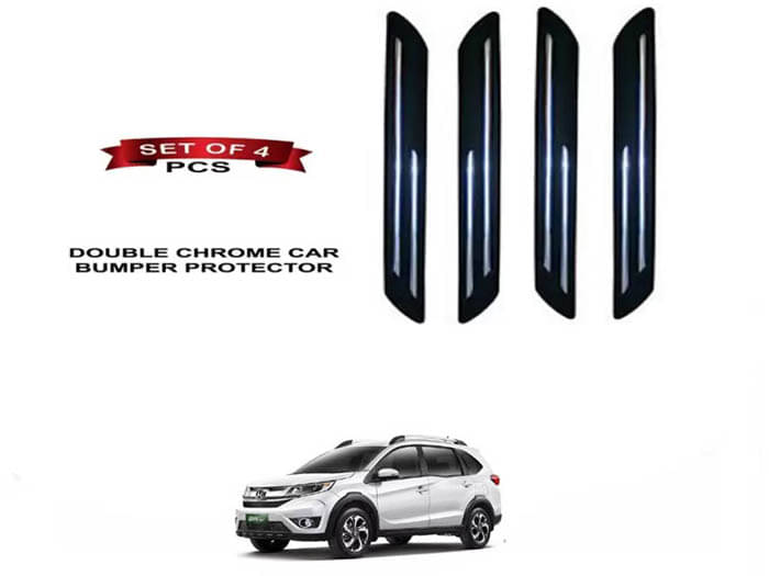     			RONISH Rubber Car Bumper Protector Guard (Double Chrome) For Honda BR-V