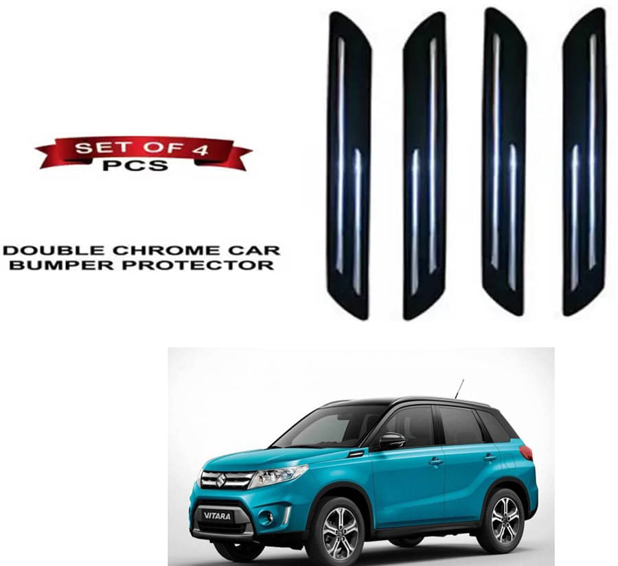     			RONISH Rubber Car Bumper Protector Guard (Double Chrome) For Maruti Suzuki Vitara