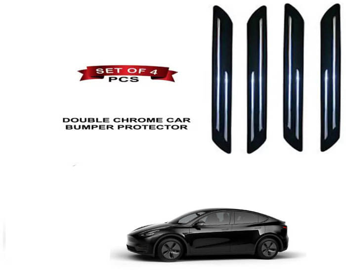 RONISH Rubber Car Bumper Protector Guard (Double Chrome) For Tesla MODEL Y RONISH Rubber Car Bumper Protector Guard (Double Chrome) For Tesla MODEL Y