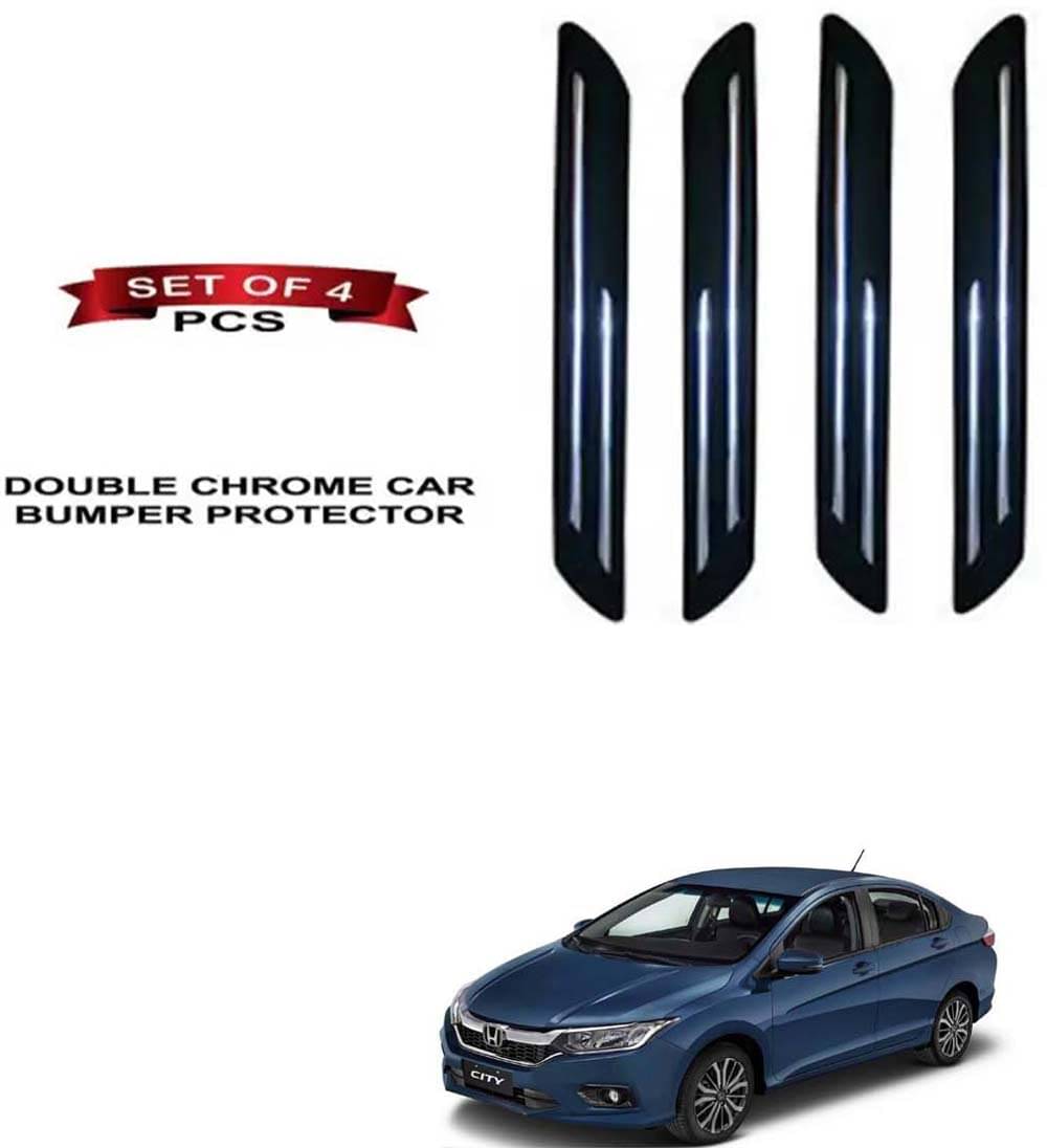 RONISH Rubber Car Bumper Protector Guard (Double Chrome) For Honda City Facelift RONISH Rubber Car Bumper Protector Guard (Double Chrome) For Honda City Facelift