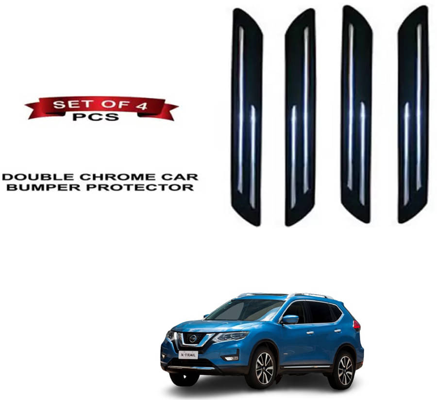     			RONISH Rubber Car Bumper Protector Guard (Double Chrome) For Nissan X-Trail Hybrid