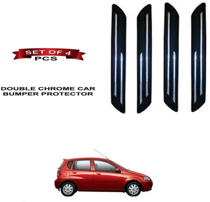 RONISH Rubber Car Bumper Protector Guard (Double Chrome) For Chevrolet Aveo U-VA RONISH Rubber Car Bumper Protector Guard (Double Chrome) For Chevrolet Aveo U-VA