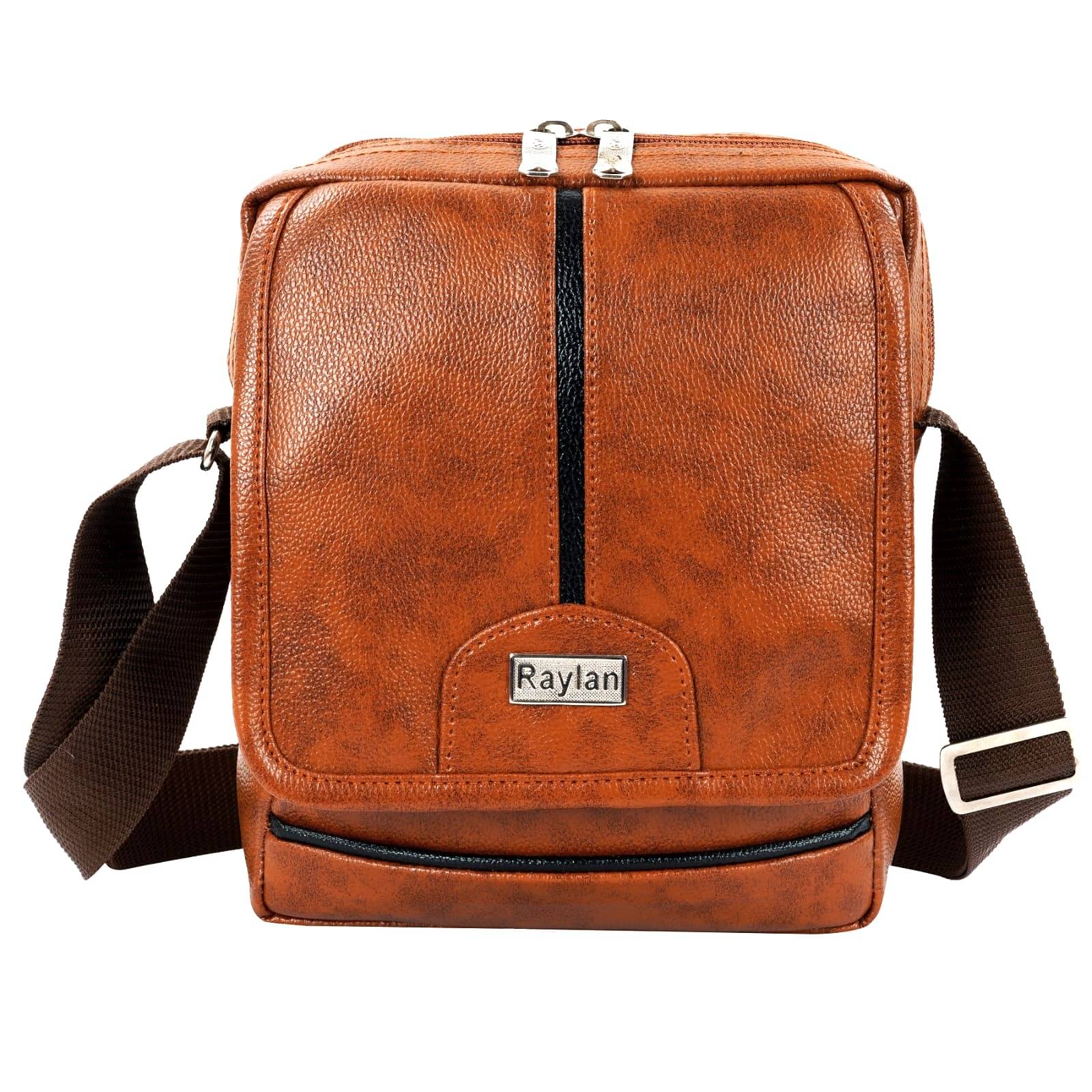     			Raylan Tan Textured Messenger Bag