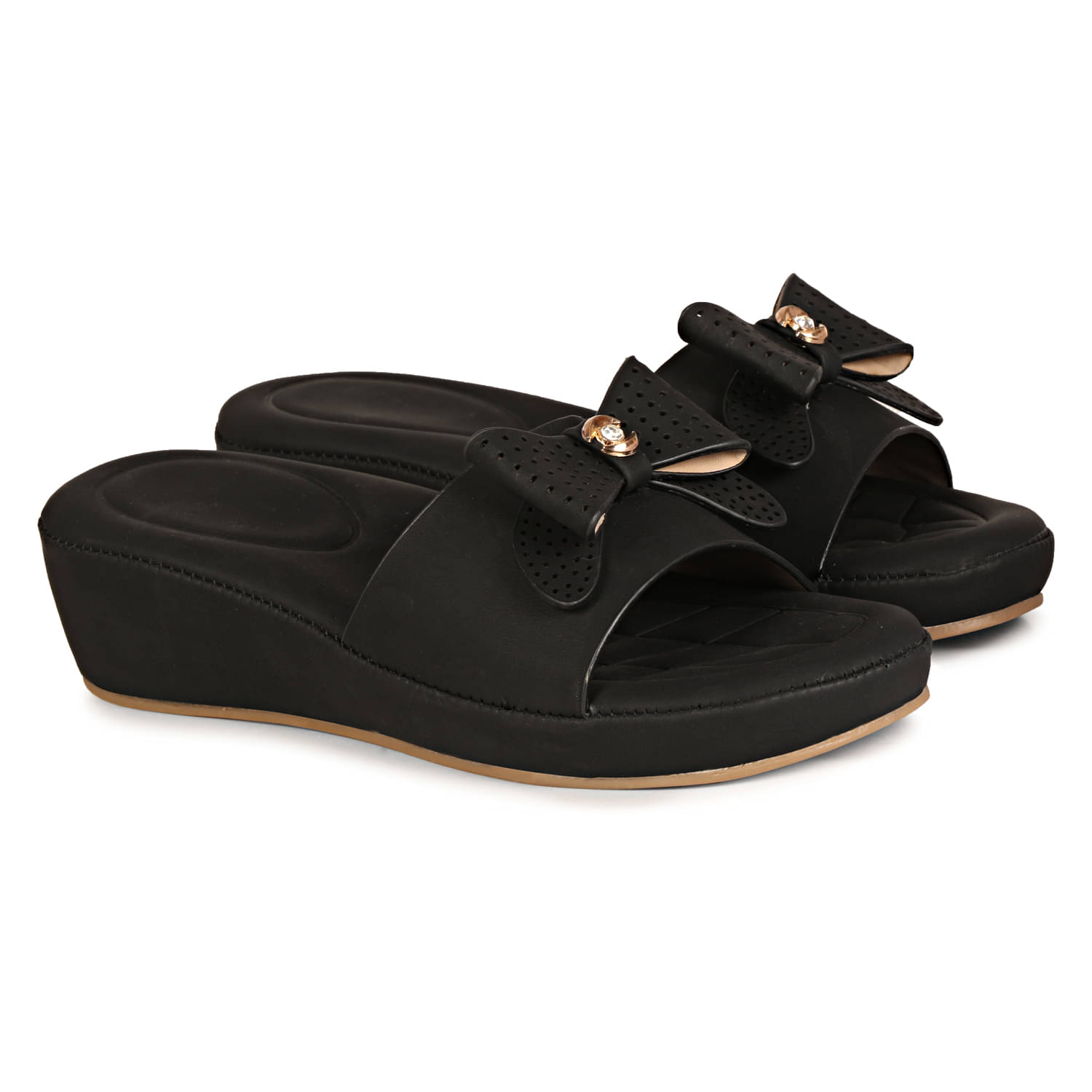     			Saheb Black Women's Slip On Heels