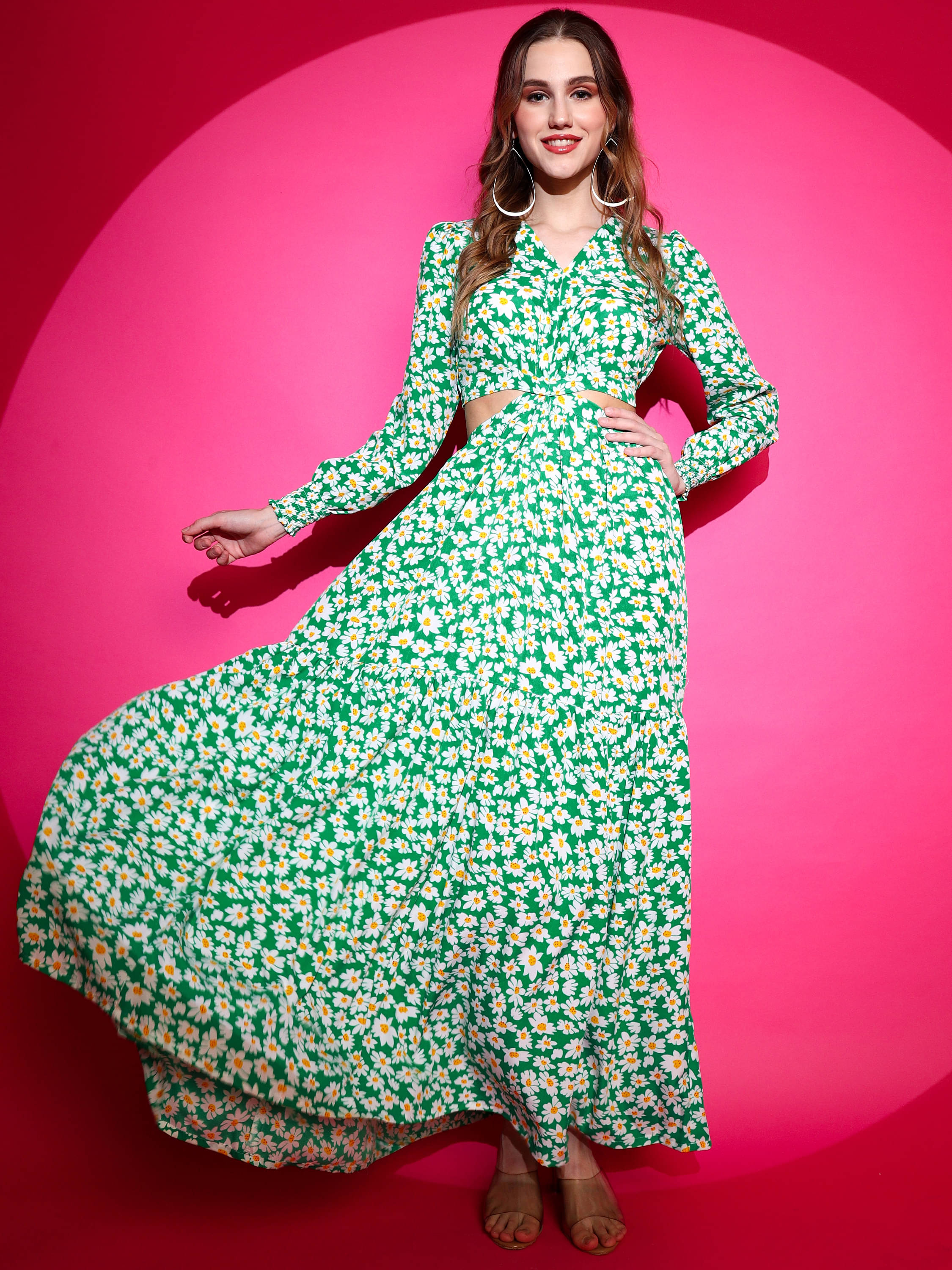     			Sheetal associates Women Crepe Printed Cut Out Dress ( Green )