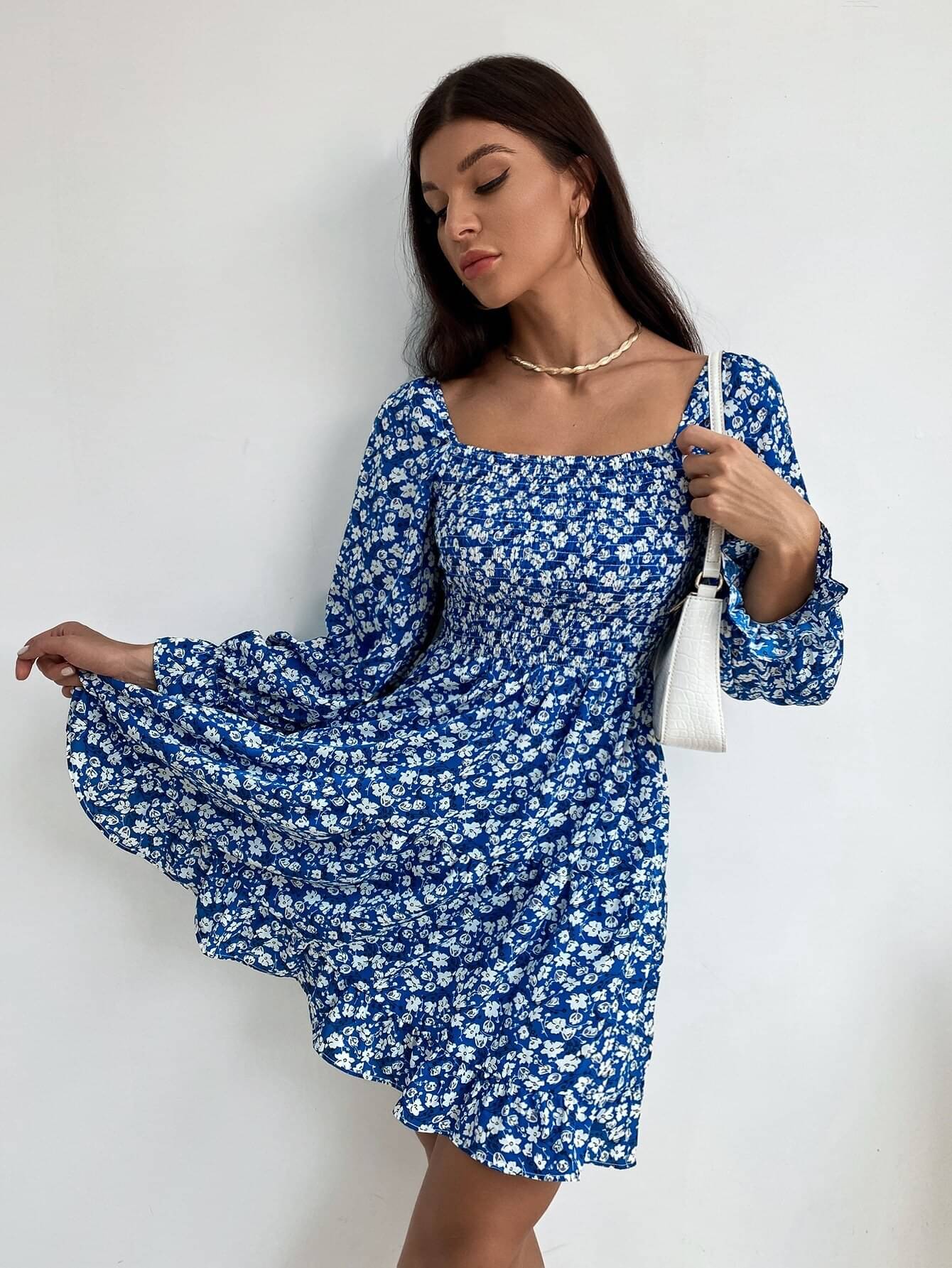     			Sheetal associates Women Crepe Printed Fit & Flare Dress ( Blue )