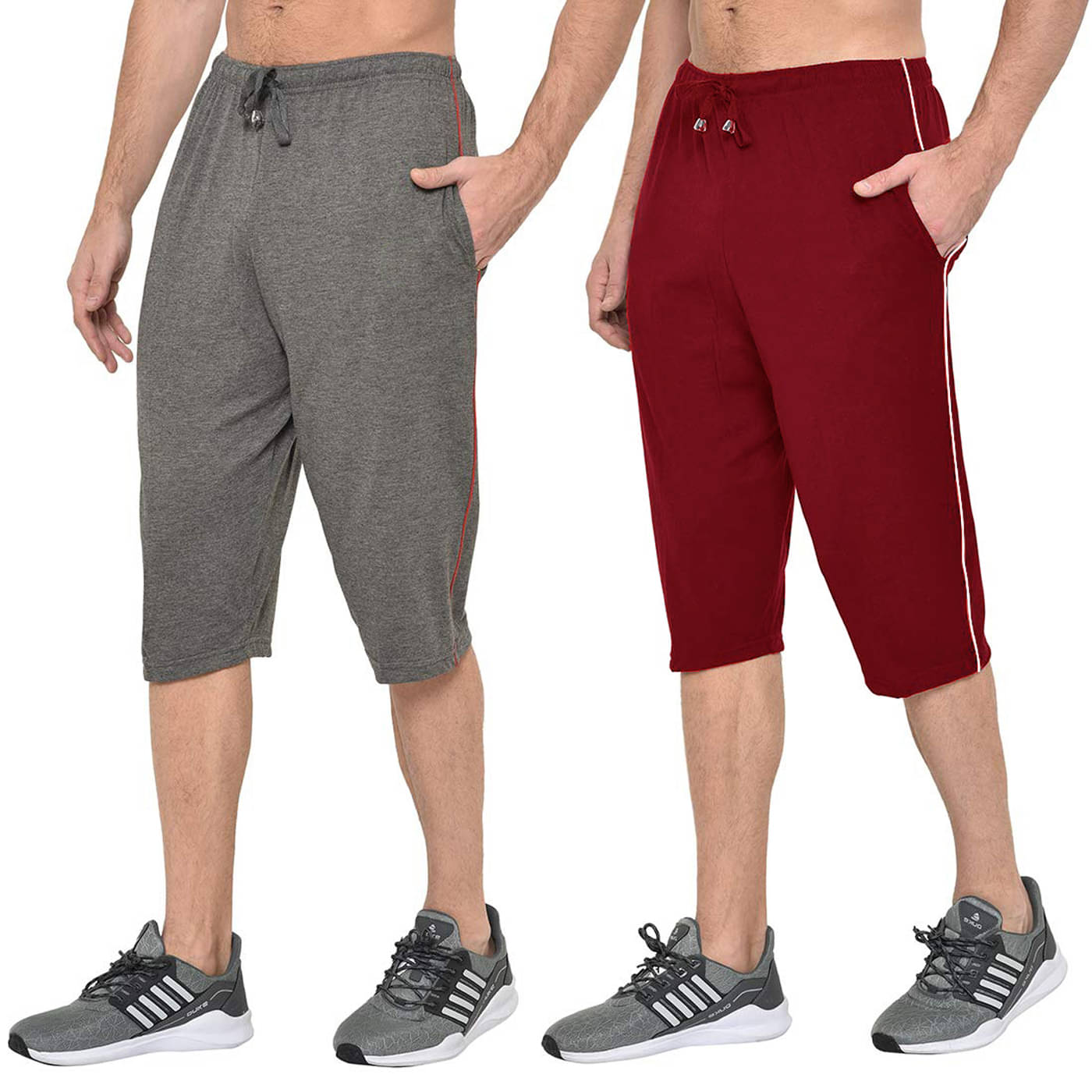 Stylcozy Dark Grey Cotton Blend Men's Three-Fourths ( Pack of 2 ) Stylcozy Dark Grey Cotton Blend Men's Three-Fourths ( Pack of 2 )