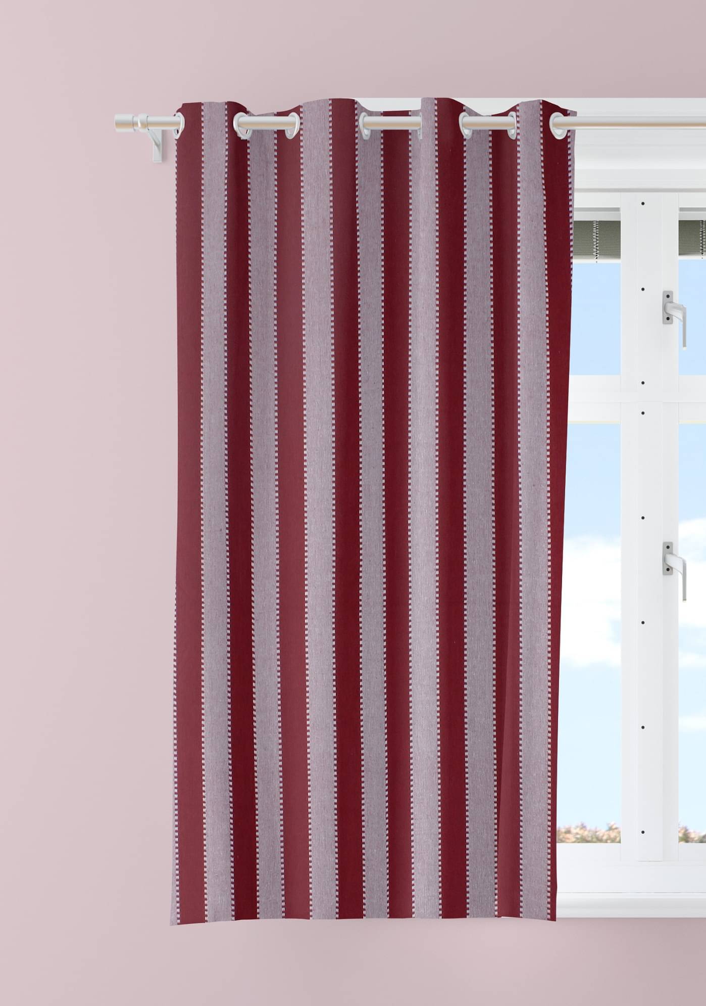     			Tidy Vertical Striped Room Darkening Eyelet Curtain 5 ft ( Pack of 1 ) - Brown