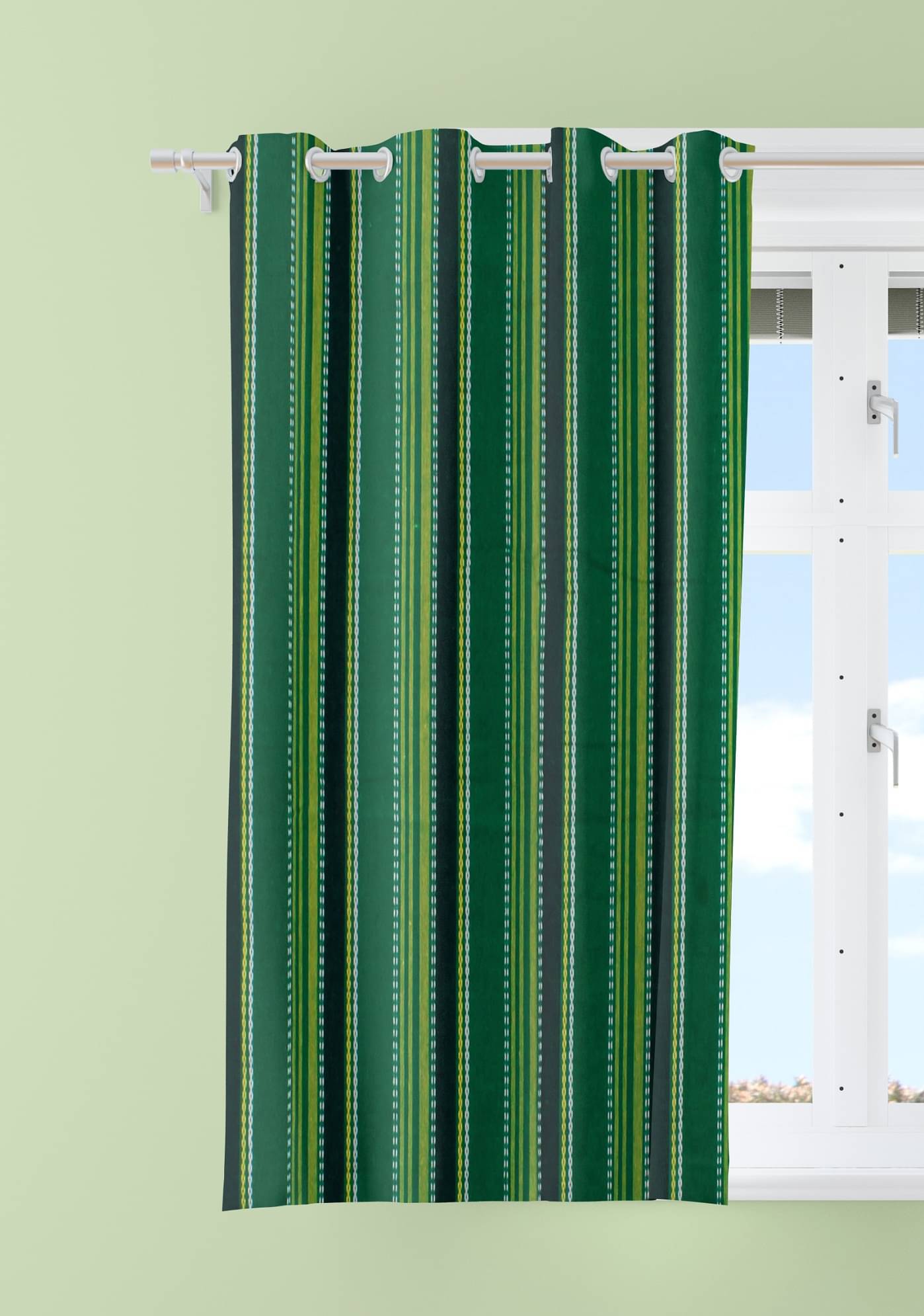     			Tidy Vertical Striped Room Darkening Eyelet Curtain 5 ft ( Pack of 1 ) - Green