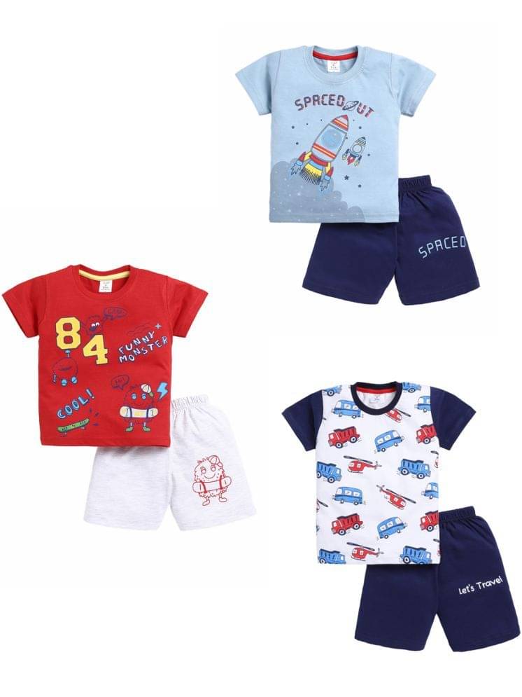 Todd N Teen Pack of 3 Boys Cotton T-Shirt & Shorts Set ( Multicolor ) Todd N Teen Pack of 3 Boys Cotton T-Shirt & Shorts Set ( Multicolor )
