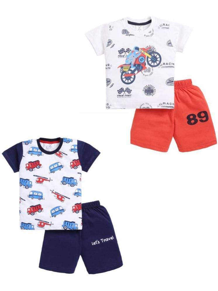 Todd N Teen Pack of 2 Boys Cotton T-Shirt & Shorts Set ( Multicolor )     			Todd N Teen Pack of 2 Boys Cotton T-Shirt & Shorts Set ( Multicolor )