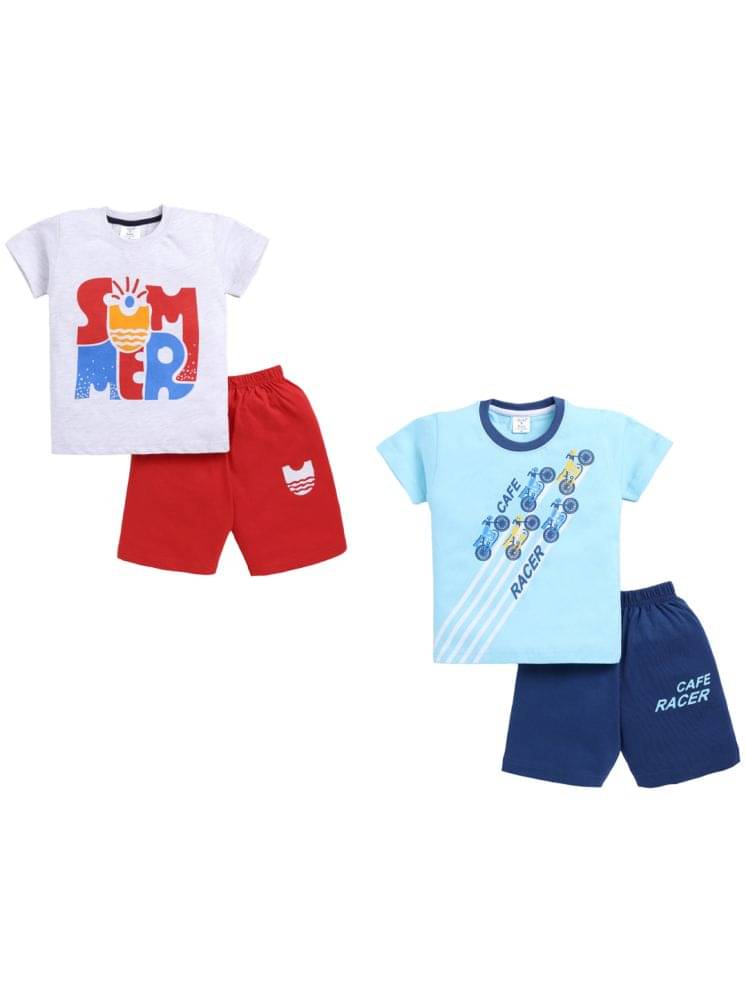 Todd N Teen Pack of 2 Boys Cotton T-Shirt & Shorts Set ( Multicolor )     			Todd N Teen Pack of 2 Boys Cotton T-Shirt & Shorts Set ( Multicolor )