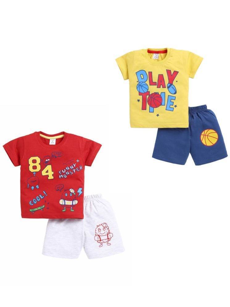     			Todd N Teen Pack of 2 Baby Boys Cotton T-Shirt & Shorts ( Multicolor )