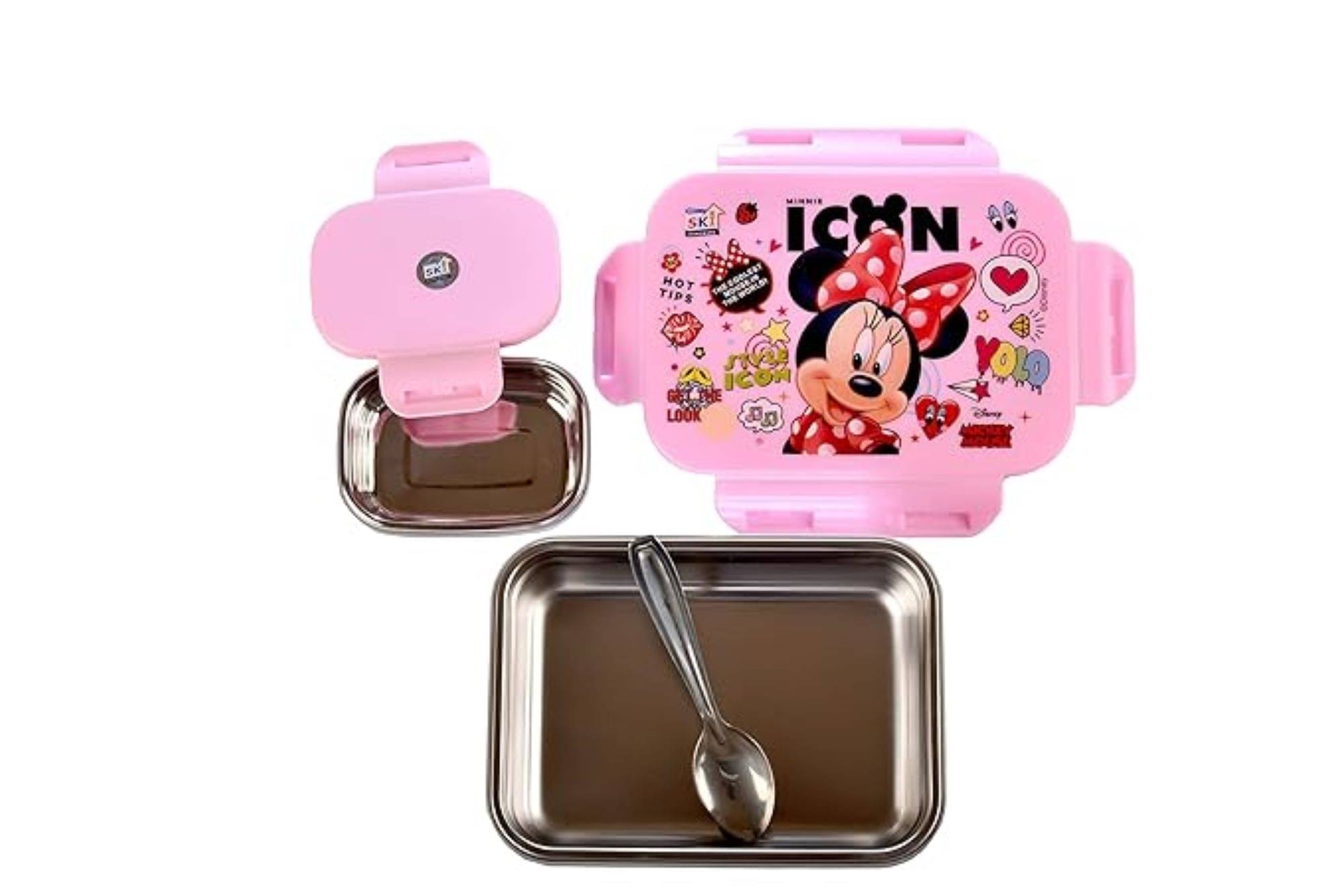 UNMEE Minnie Cartoon Printed Tacos Stainless Steel Lunch Box 2 - Container ( Pack of 1 ) UNMEE Minnie Cartoon Printed Tacos Stainless Steel Lunch Box 2 - Container ( Pack of 1 )