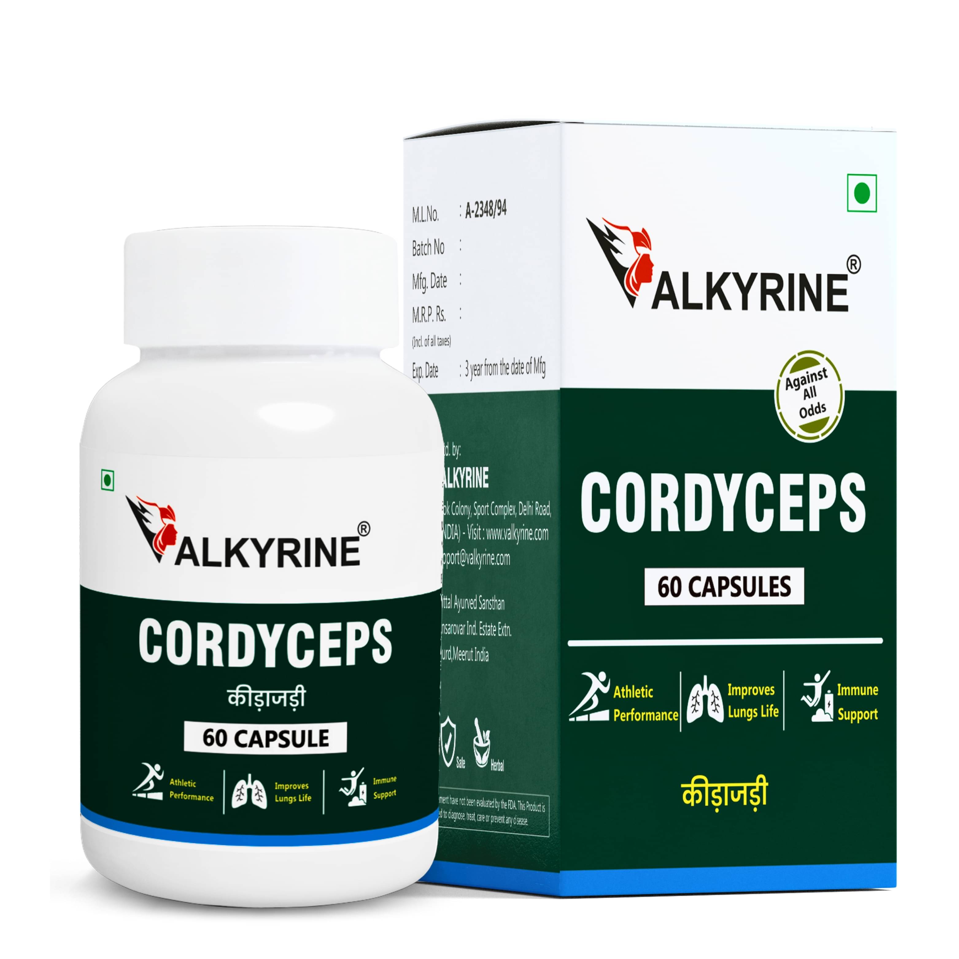     			Valkyrine Cordyceps Capsule 60 No.S Pack of 1