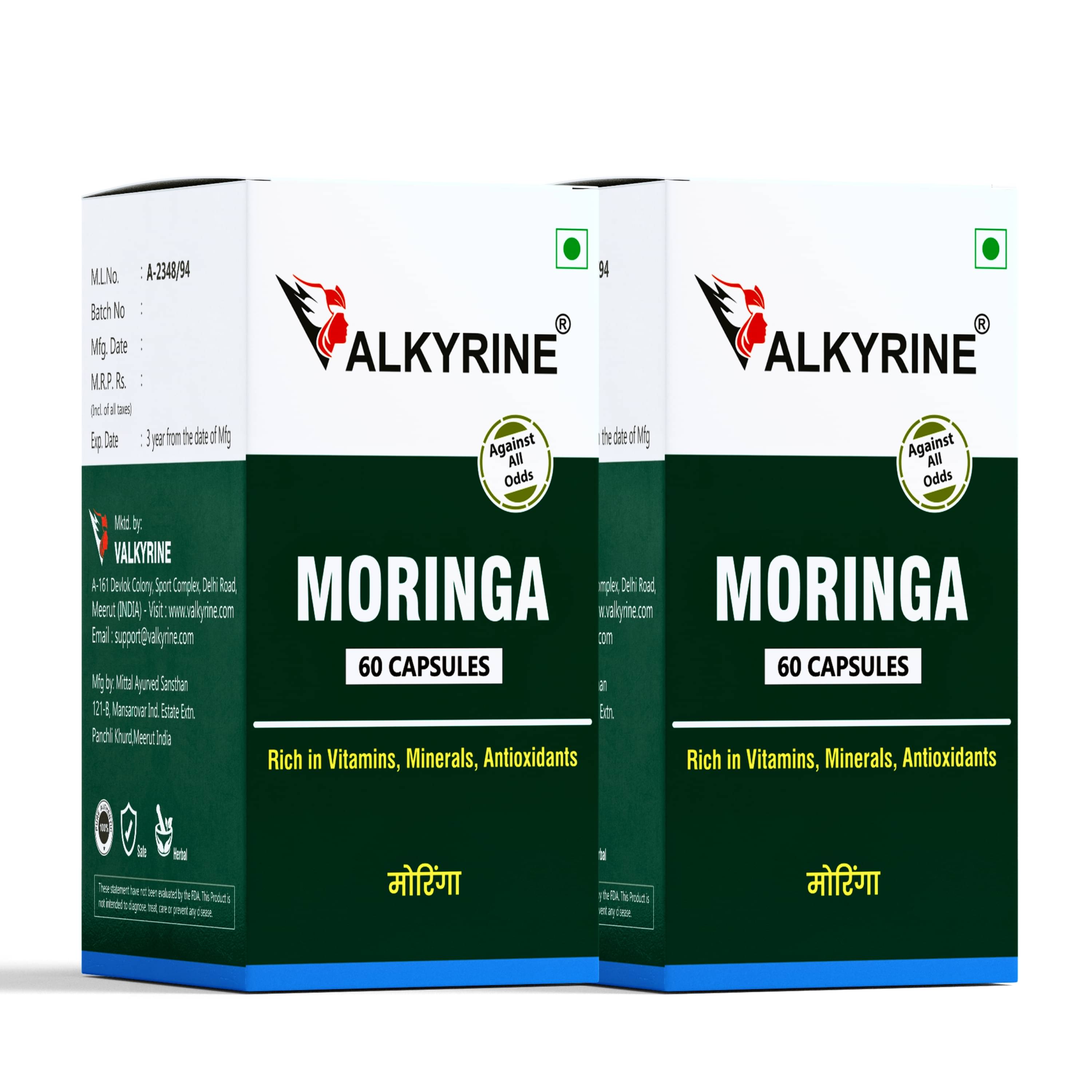 Valkyrine Moringa Capsule 120 No.S Pack of 2 Valkyrine Moringa Capsule 120 No.S Pack of 2