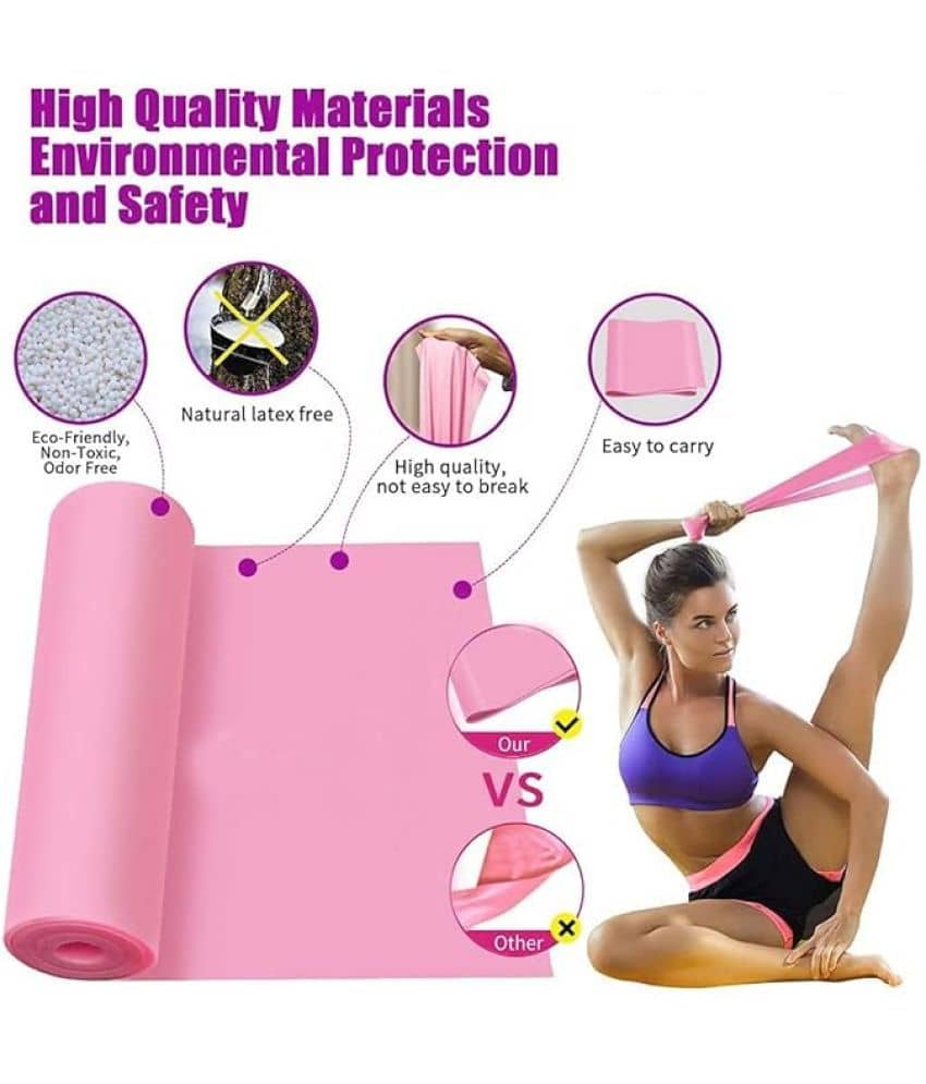 Yoga Band, Resistance Exercise Band for Training Latex-Free Anti-Allergic & Tear-Resistant TheraBand for Exercise, Stretching, Workout & Physiotherapy (Pink) Pack of 1 - Sports and Fitness Equipment | Buy online on ZillyBuy