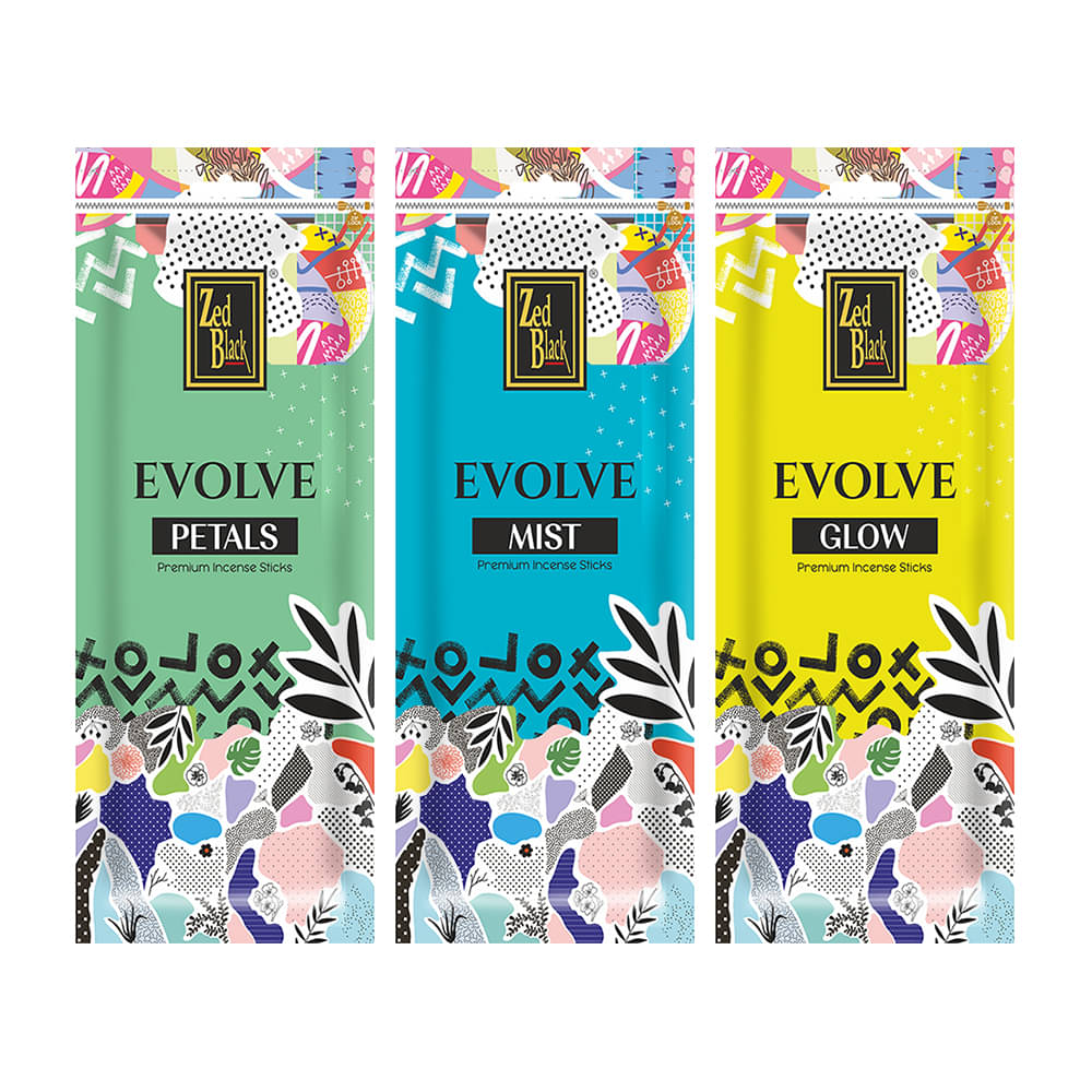     			Evolve Premium Incense Sticks Petals ,Mist,Glow (Pack of 3)
