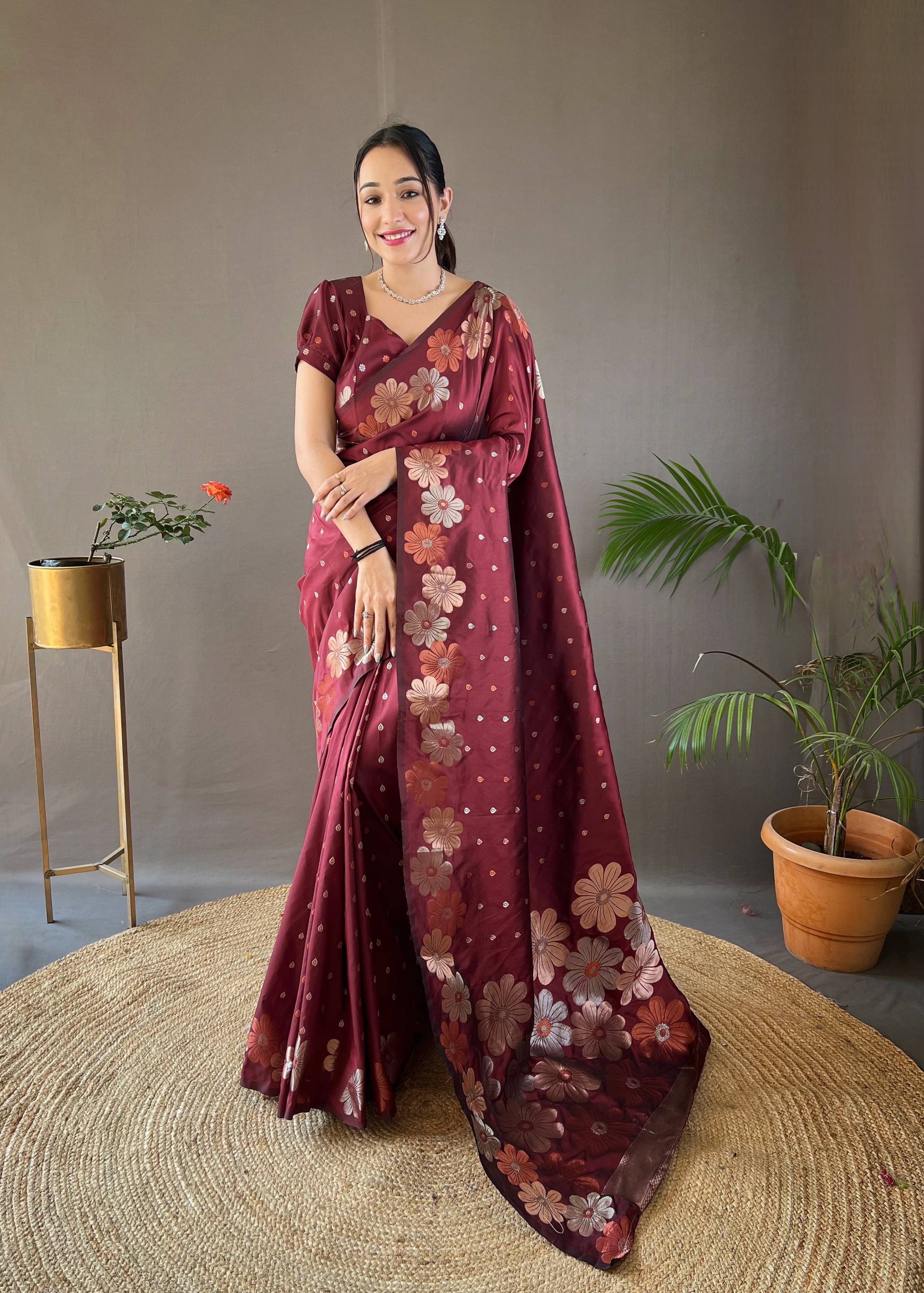fab woven Art Silk Woven Saree With Unstitched Blouse Piece ( Maroon ) fab woven Art Silk Woven Saree With Unstitched Blouse Piece ( Maroon )