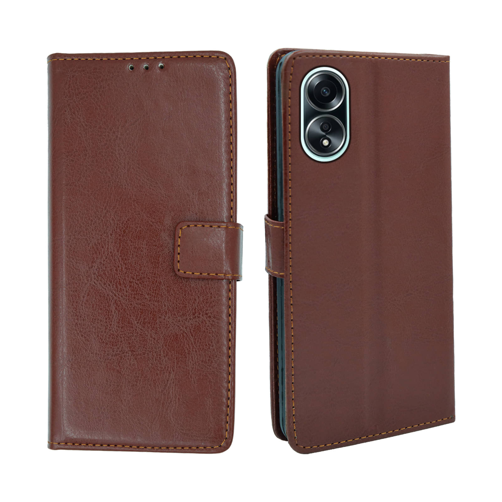     			flip flow Brown Flip Cover Artificial Leather Compatible For Oppo A58 4G ( Pack of 1 )