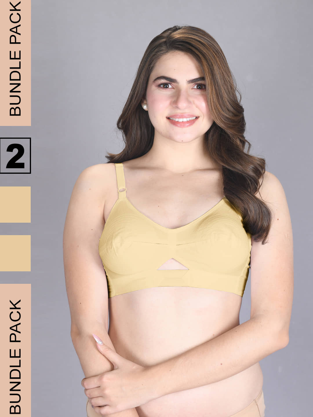 lux venus Pack of 2 Cotton Non Padded Women's Everyday Bra ( Beige ) VEN_BRA151_SK_2PC