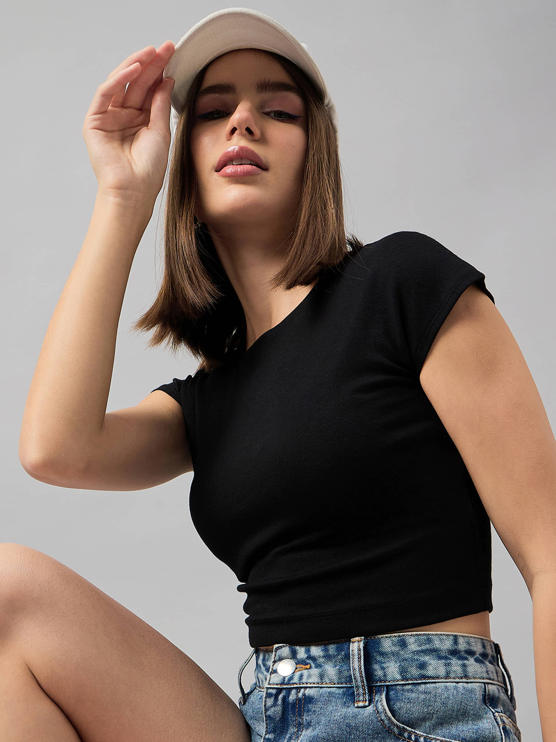 98 Degree North Women's Cotton Crop Top ( Black )