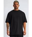 CrazyBee Pack of 1 Cotton Oversized Fit Men's T-Shirt ( Black )