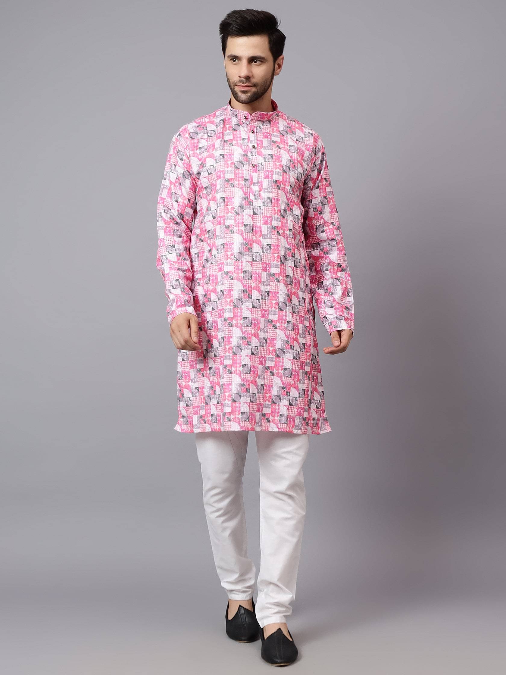 FIREFISH Pink Rayon Regular Fit Men's Kurta Pyjama Set ( Pack of 1 ) FIREFISH Pink Rayon Regular Fit Men's Kurta Pyjama Set ( Pack of 1 )