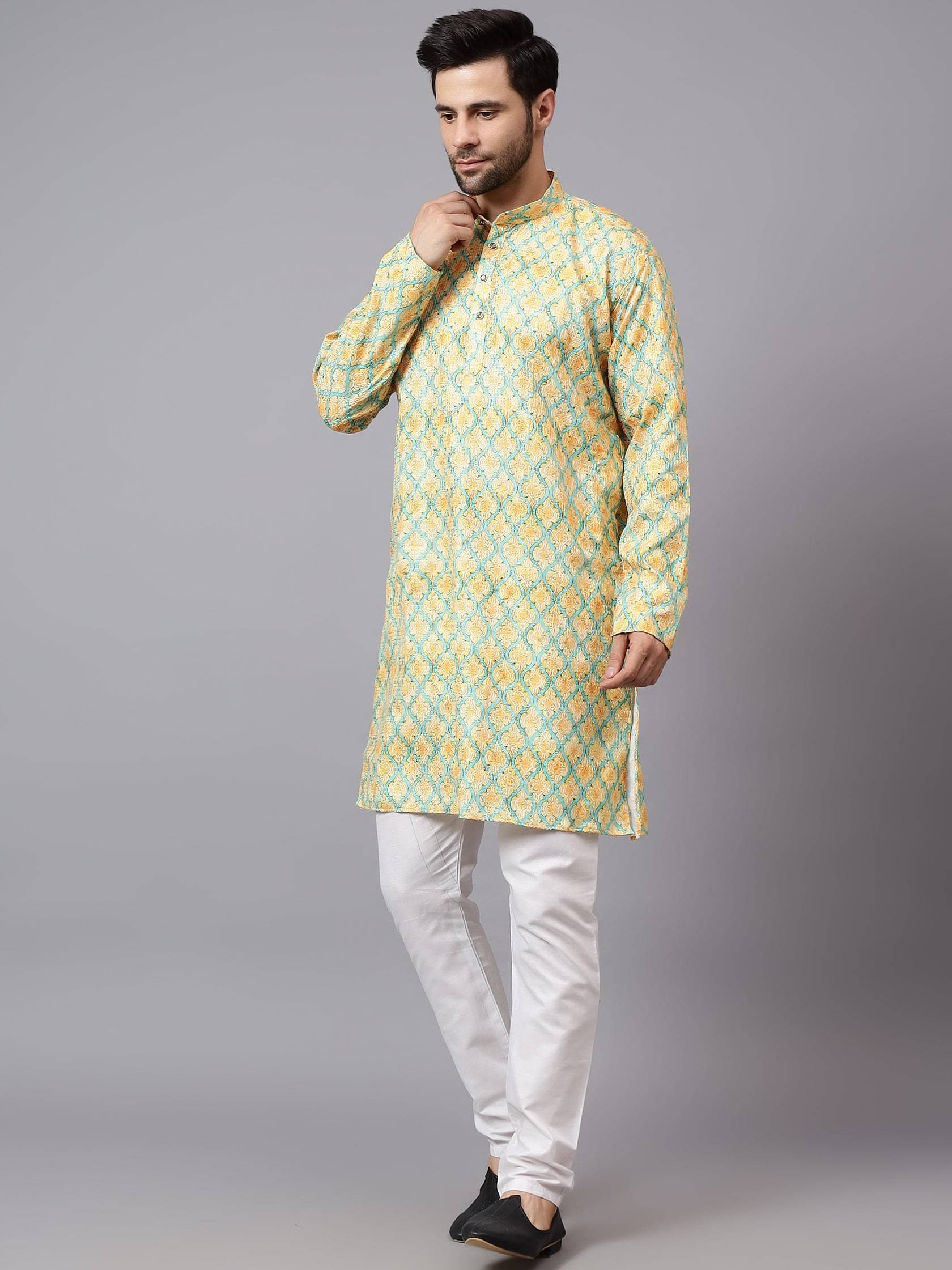 FIREFISH Yellow Rayon Regular Fit Men's Kurta Pyjama Set ( Pack of 1 ) FIREFISH Yellow Rayon Regular Fit Men's Kurta Pyjama Set ( Pack of 1 )