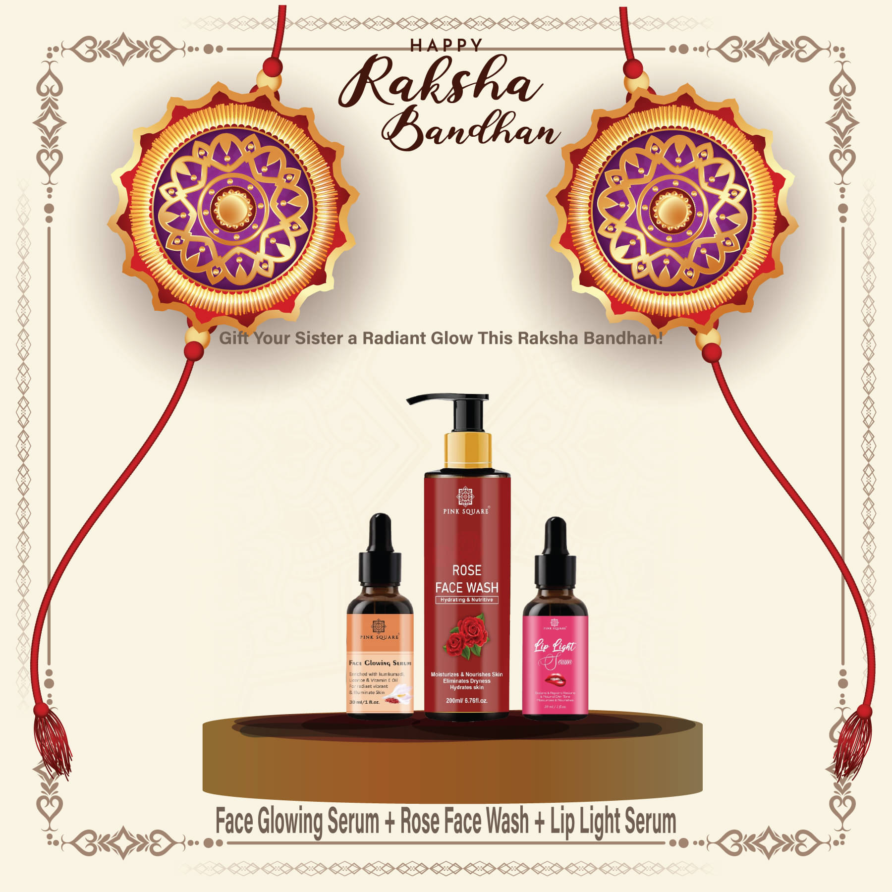 Face Glowing Serum 30ml, Rose Face Wash 200ml & Lip Light Serum for Repair Lips 30ml - Combo of 3     			Face Glowing Serum 30ml, Rose Face Wash 200ml & Lip Light Serum for Repair Lips 30ml - Combo of 3