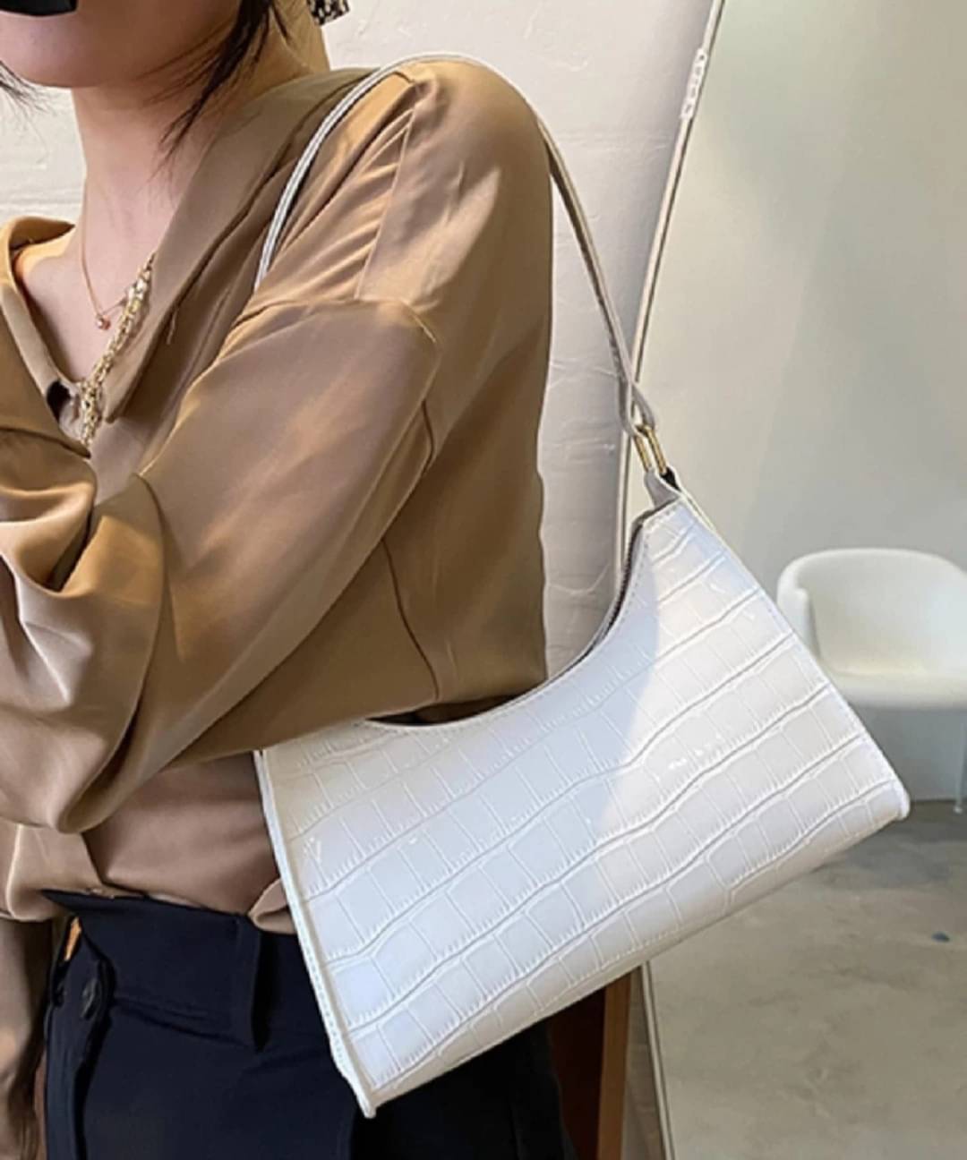     			Fargo White Artificial Leather Sling Bag