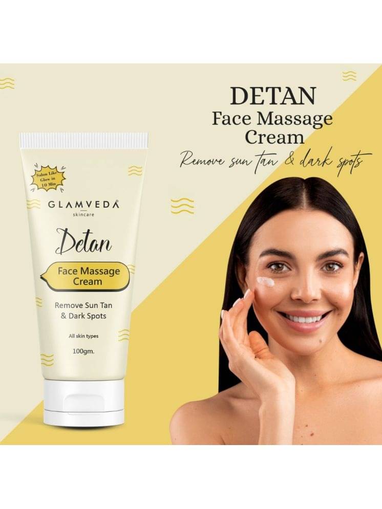     			Glamveda De-Tan Face Massage Cream| Removes Sun Tan & Dark Spots 100gm