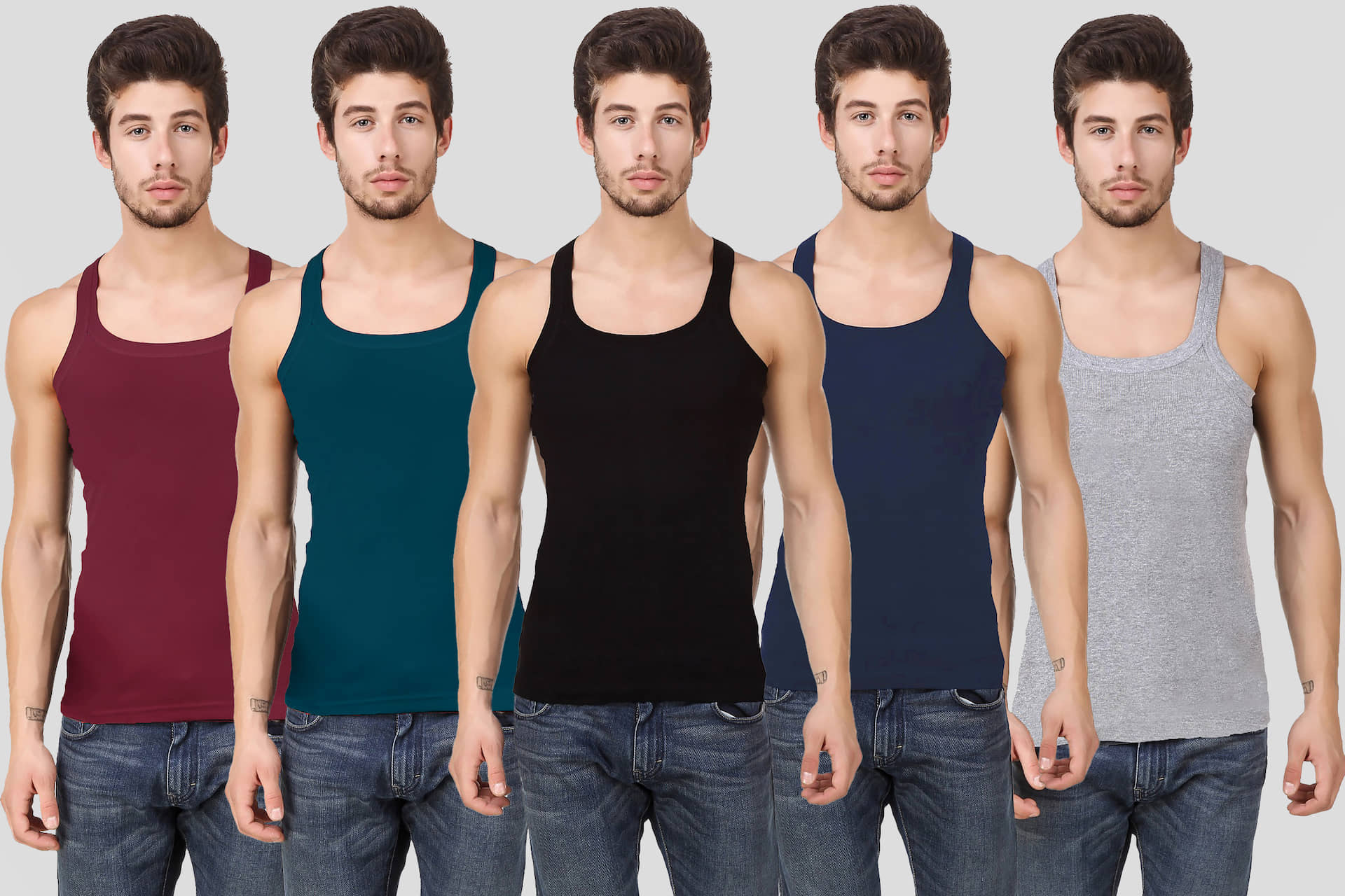 HAP Pack of 5 Cotton Sleeveless vest For Men ( Multicolor ) - Nightwear & Loungewear | Buy online on ZillyBuy