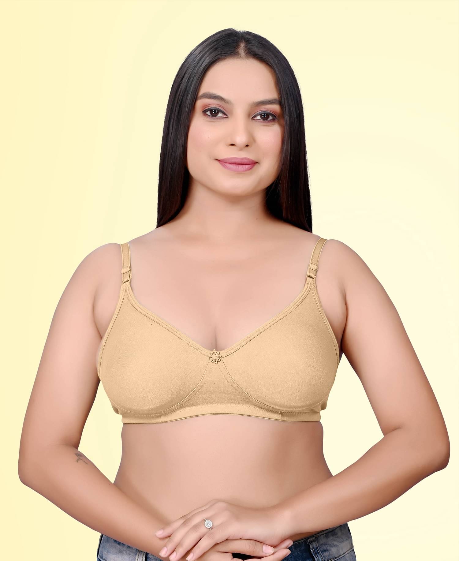     			HAYA Cotton Non Padded Women's Push Up Bra ( Beige ) Pushup_Nonpadded_Bra