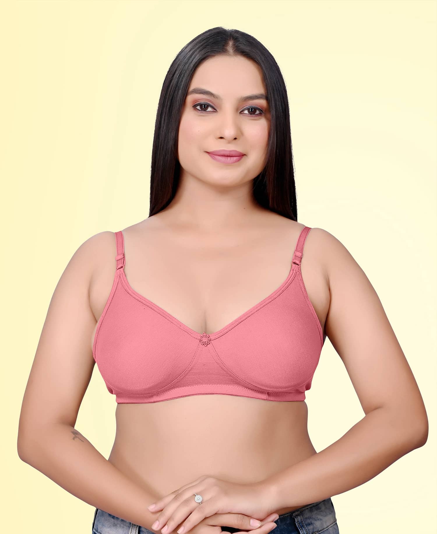 HAYA Cotton Non Padded Women's Push Up Bra ( Rose Gold ) Pushup_Nonpadded_Bra