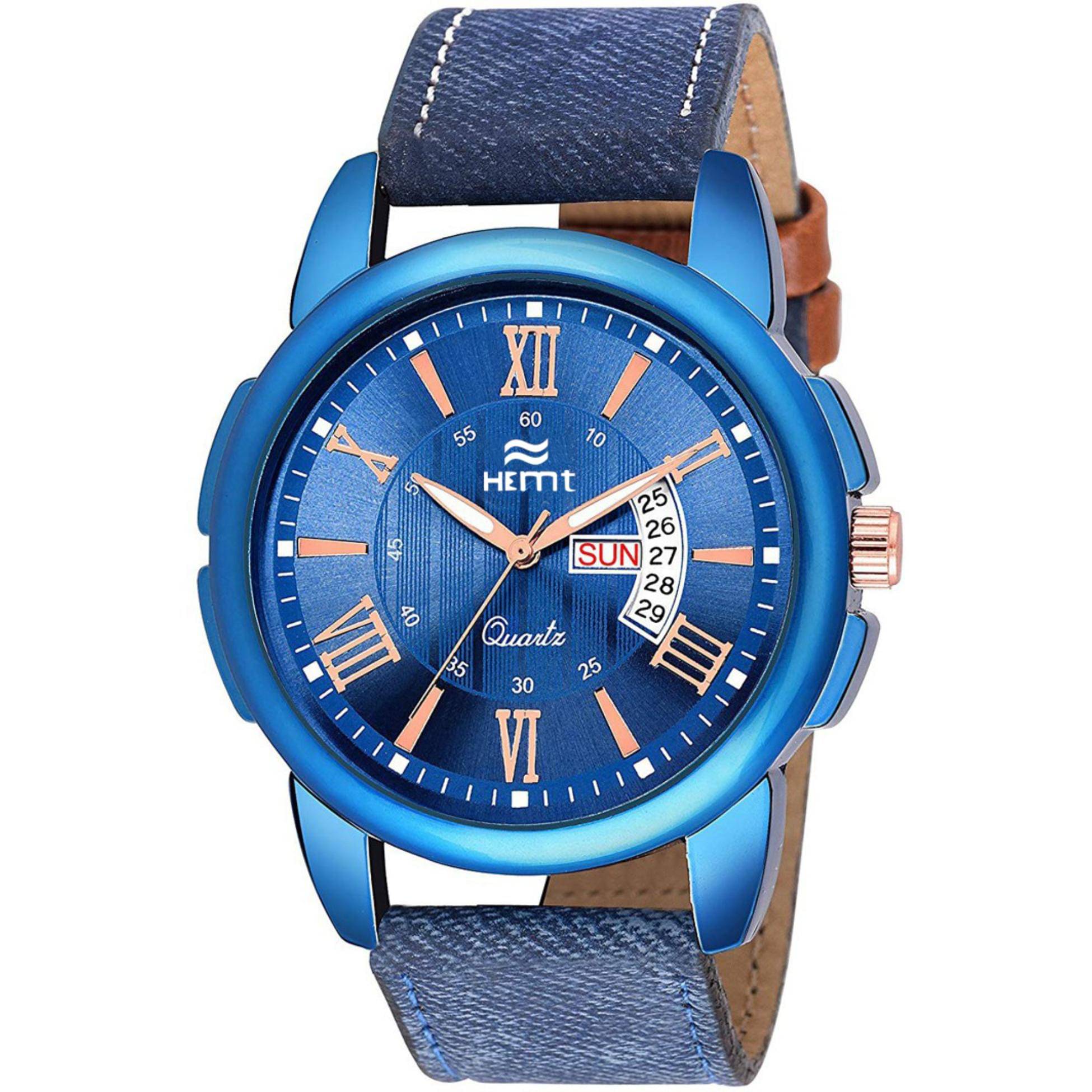     			Hemt Blue Leather Analog Men's Watch