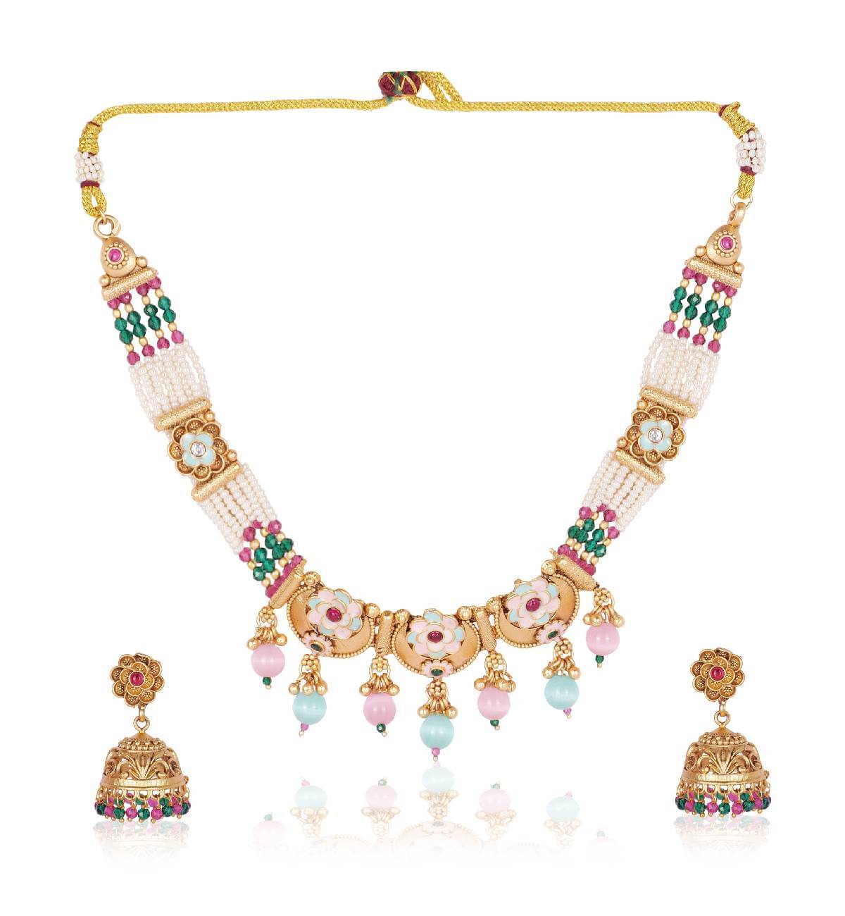     			Jiyanshi fashion Multicolor Copper Necklace Set ( Pack of 1 )