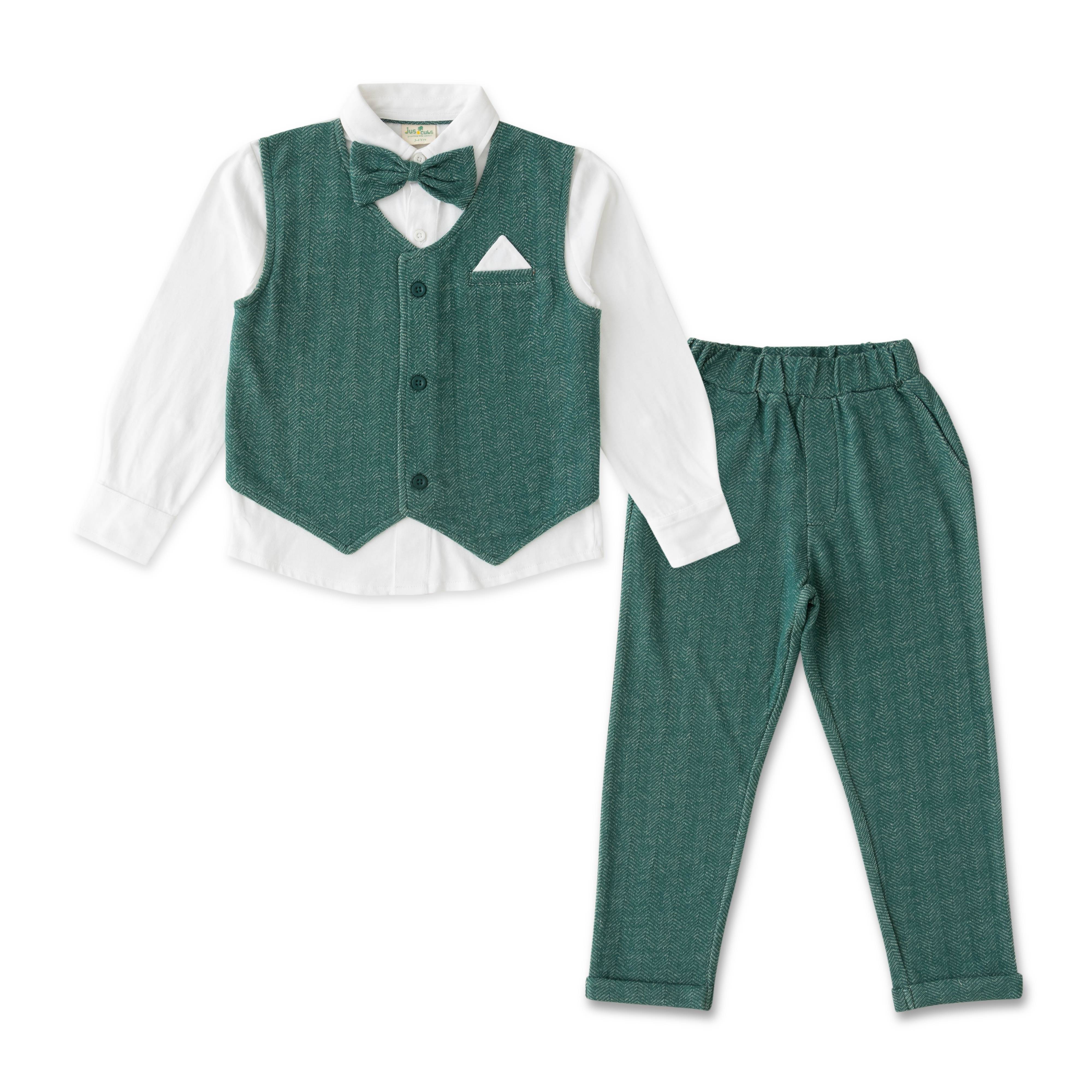     			Juscubs Pack of 1 Boys Cotton Shirt & Pants Set ( Green )
