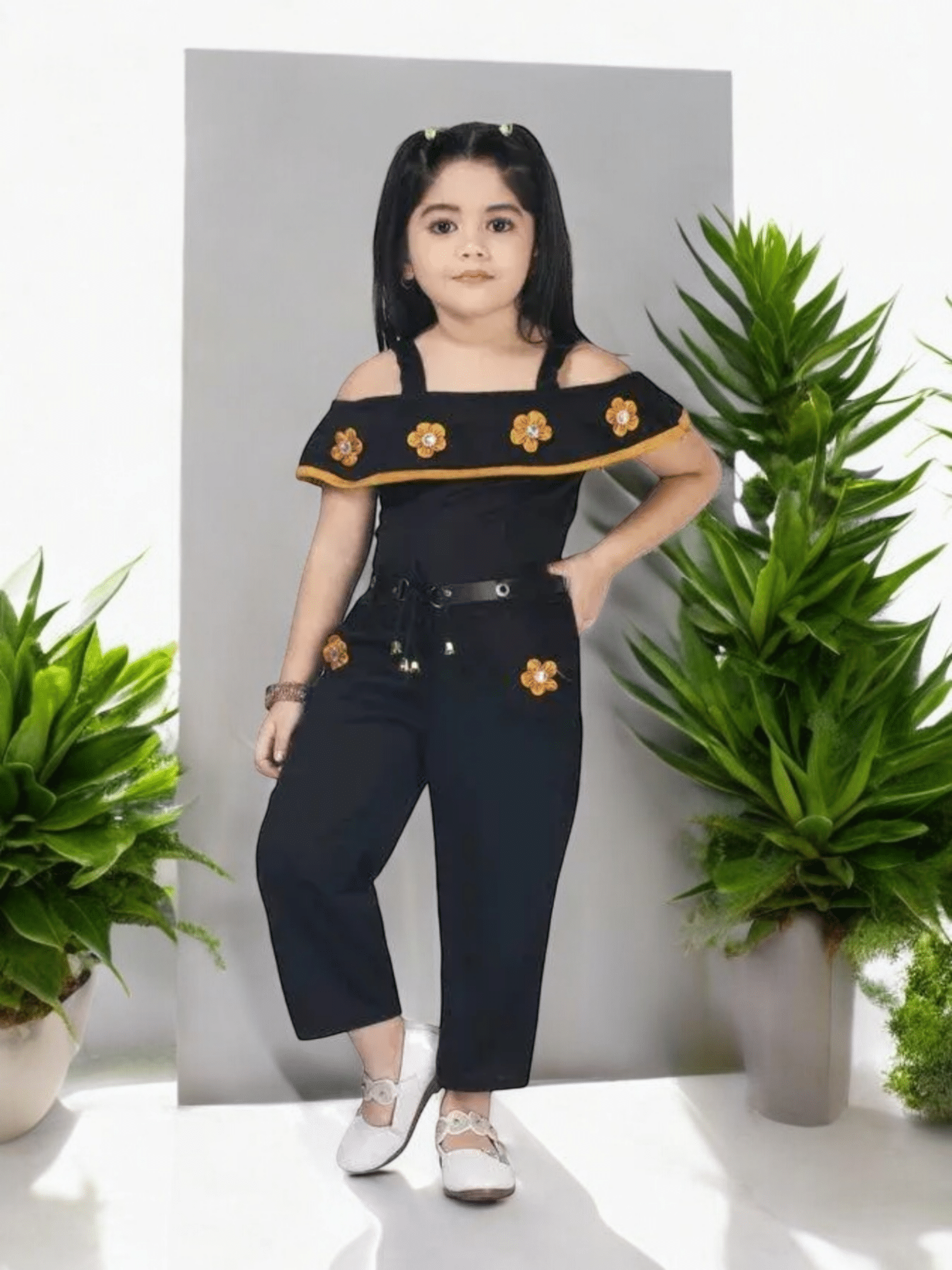 Mullick the designer Girls Crepe Jumpsuit ( Pack of 1 , Black ) Mullick the designer Girls Crepe Jumpsuit ( Pack of 1 , Black )