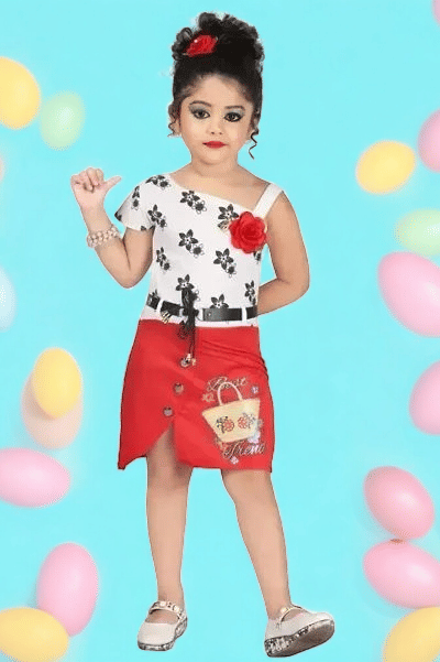 Mullick the designer Crepe A-line Dress For Girls ( Pack of 1 , Red )