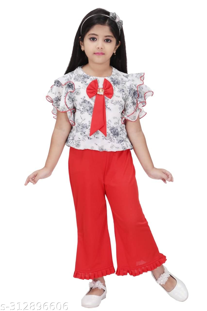 NIPU CREATION Pack of 1 Girls Cotton Blend Top With Palazzo ( Multicolor ) NIPU CREATION Pack of 1 Girls Cotton Blend Top With Palazzo ( Multicolor )