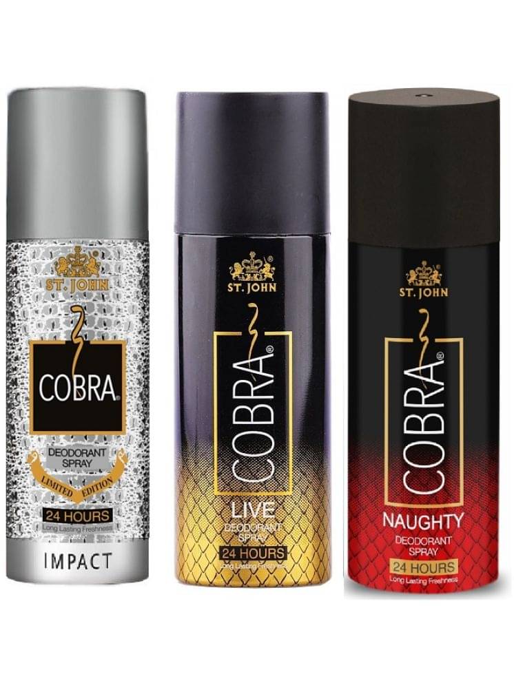     			St. John Cobra Impact ,Live & Naughty 150ml Each Deodorant Spray for Men 150 ml ( Pack of 3 )