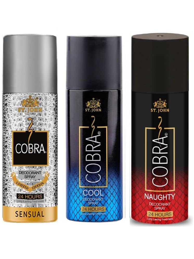 St. John Cobra Sensual ,Cool & Naughty 150ml Each Deodorant Spray for Men 150 ml ( Pack of 3 )
