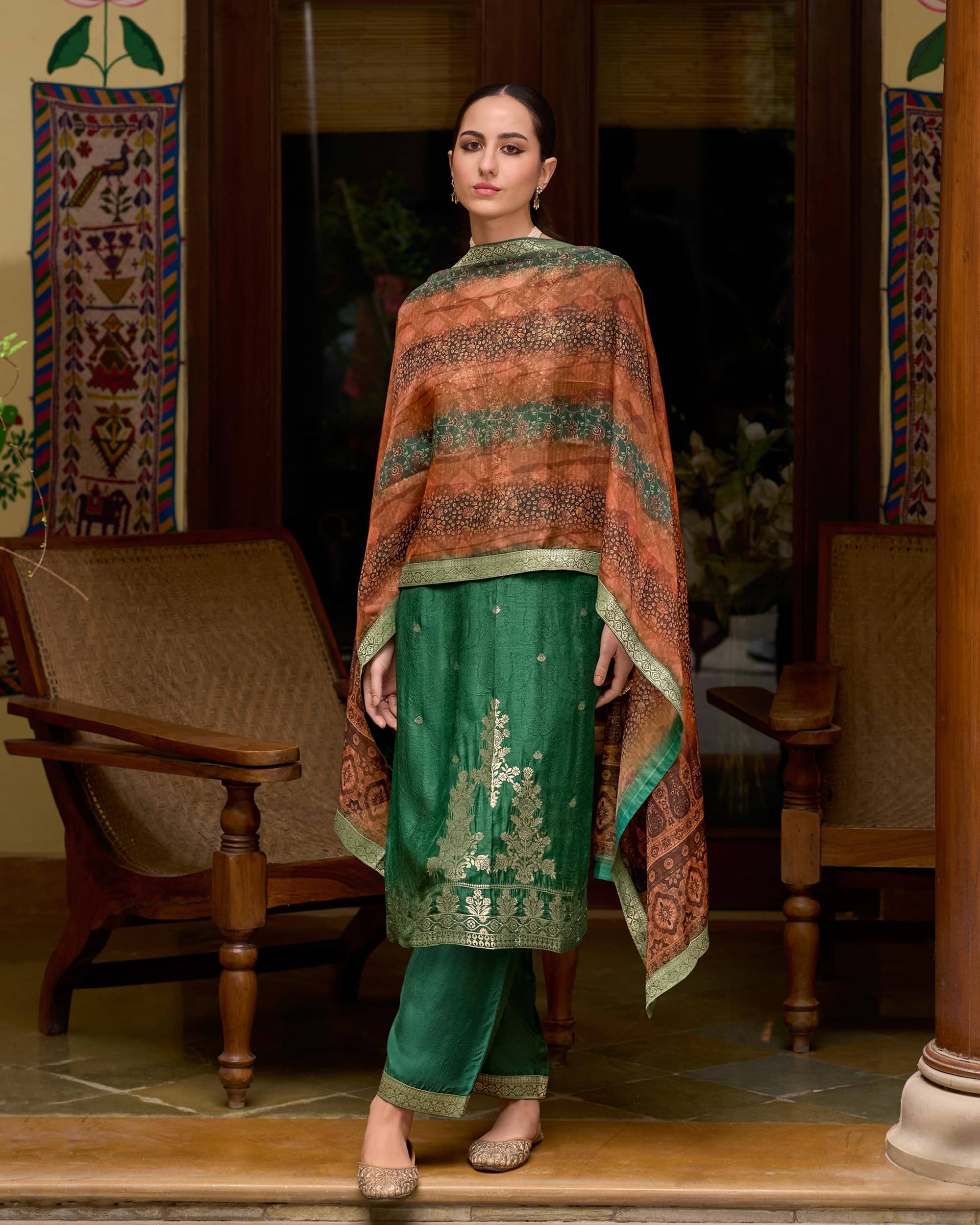 VredeVogel Viscose Embroidered Kurti With Pants Women's Stitched Salwar Suit - Green ( Pack of 1 ) VredeVogel Viscose Embroidered Kurti With Pants Women's Stitched Salwar Suit - Green ( Pack of 1 )