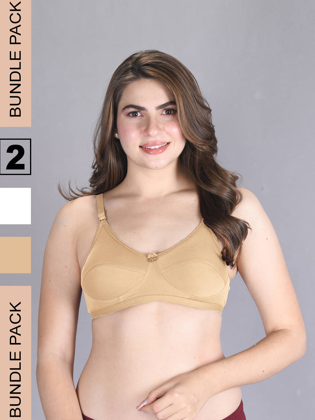 lux venus Pack of 2 Cotton Non Padded Women's Everyday Bra ( Beige ) VEN_BRA162_WH_SK_2PC lux venus Pack of 2 Cotton Non Padded Women's Everyday Bra ( Beige ) VEN_BRA162_WH_SK_2PC