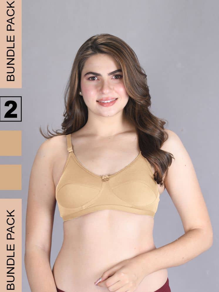 lux venus Pack of 2 Cotton Non Padded Women's Everyday Bra ( Beige ) VEN_BRA162_SK_2PC