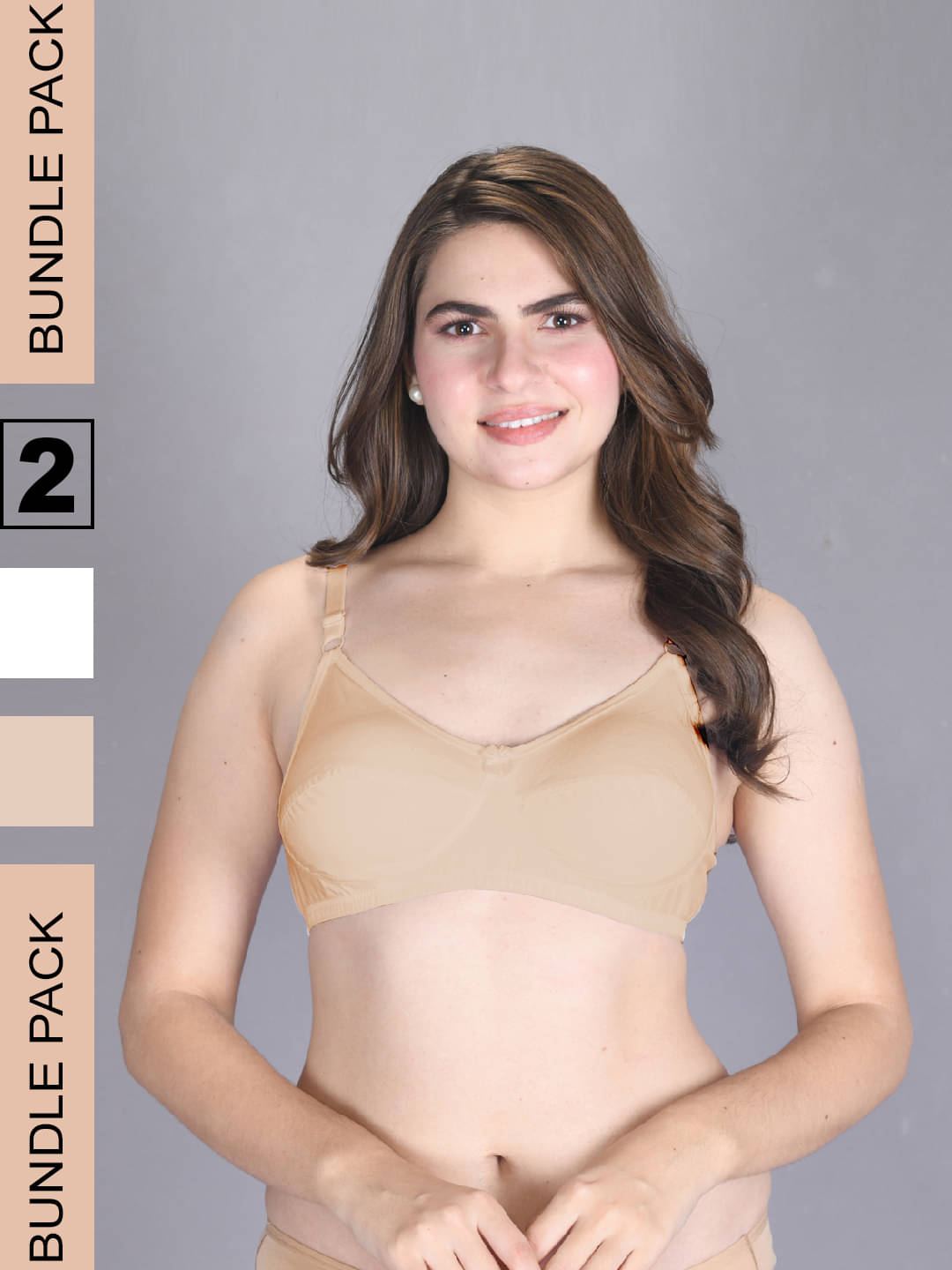     			lux venus Pack of 2 Cotton Non Padded Women's Everyday Bra ( Beige ) VEN_BRA153_WH_SK_2PC