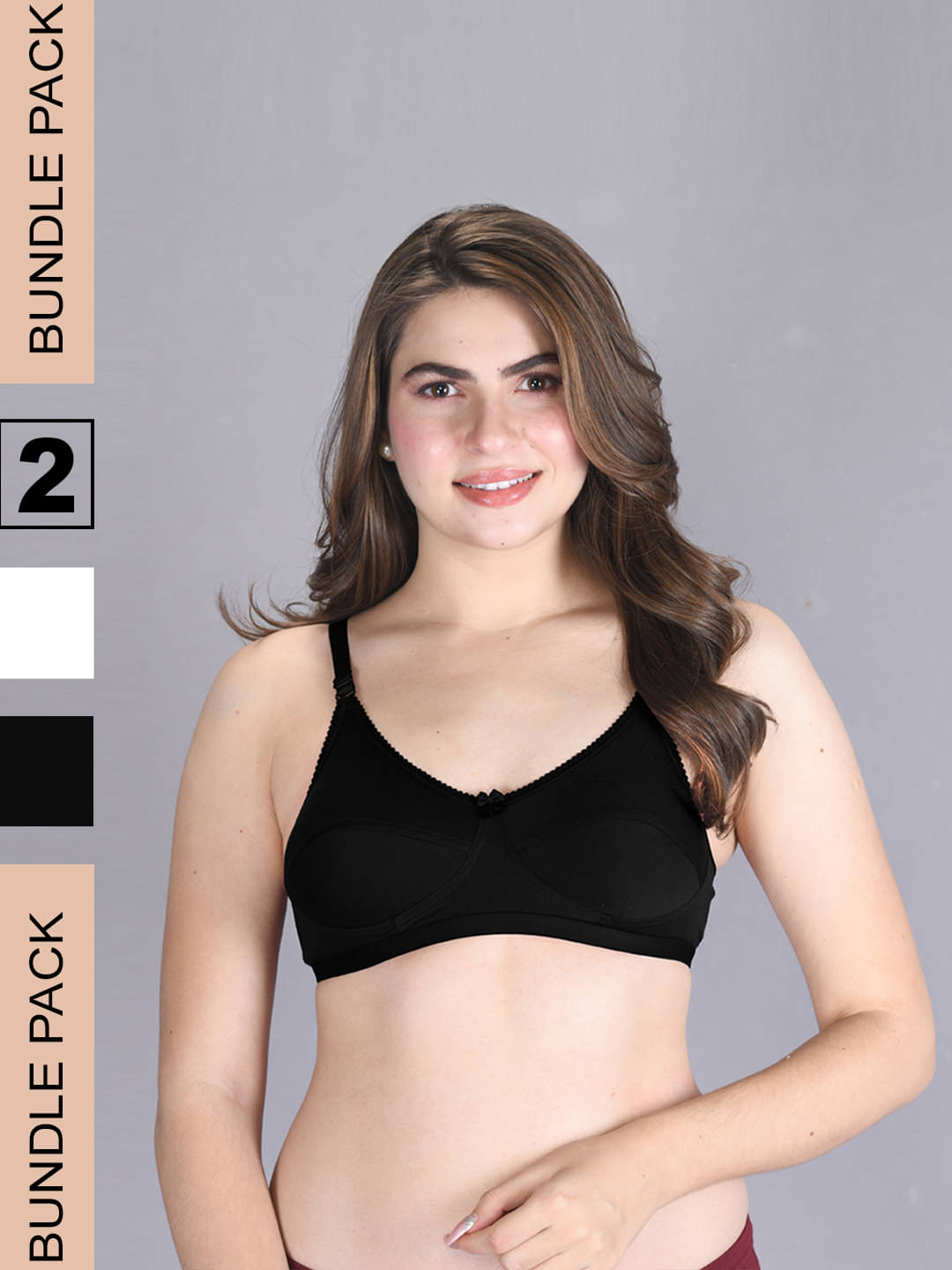 lux venus Pack of 2 Cotton Non Padded Women's Everyday Bra ( Black ) VEN_BRA162_WH_BLK_2PC     			lux venus Pack of 2 Cotton Non Padded Women's Everyday Bra ( Black ) VEN_BRA162_WH_BLK_2PC
